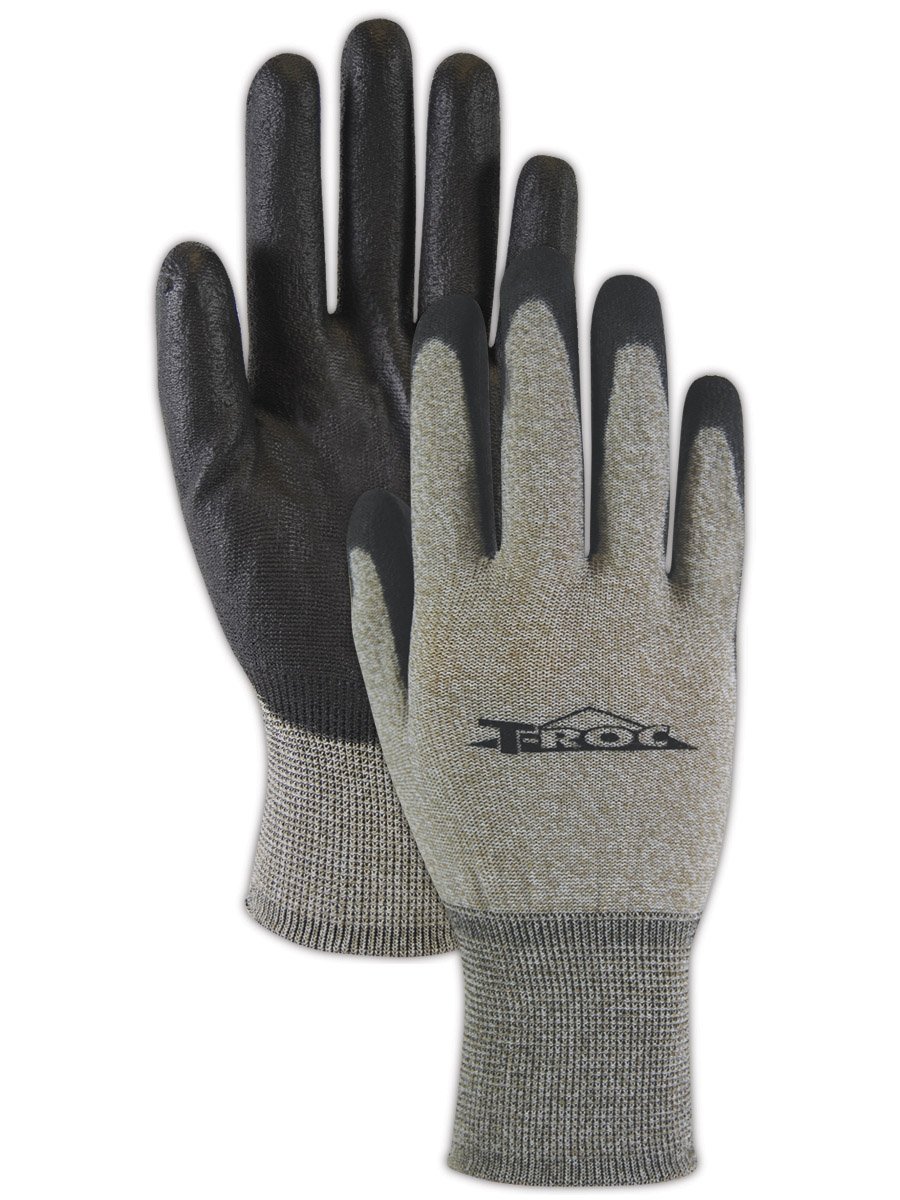 MAGID T-ROC TOUROCXL Coated Work Gloves | 15-Gauge Touchscreen Capable Polyurethane Palm Coated Gloves - Cut Level 1, Abrasion Level 4, (3 Pair), Grey & Black, 10/XL