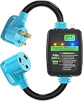 Vista 11 de CircleCord Cable adaptador protector contra sobretensiones RV de 30 amperios a 110 voltios, 8000 julios, NEMA TT-30R a 5-15P, protección contra