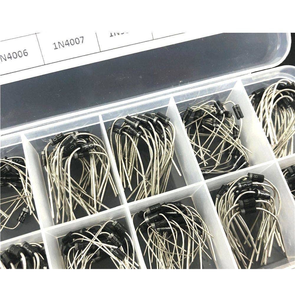 10 valores x 20 200 Piezas diodo rectificador Schottky Surtido Kit 1N4001~1N4007 1N5817 1N5818 1N5819 con Caja de Almacenamiento