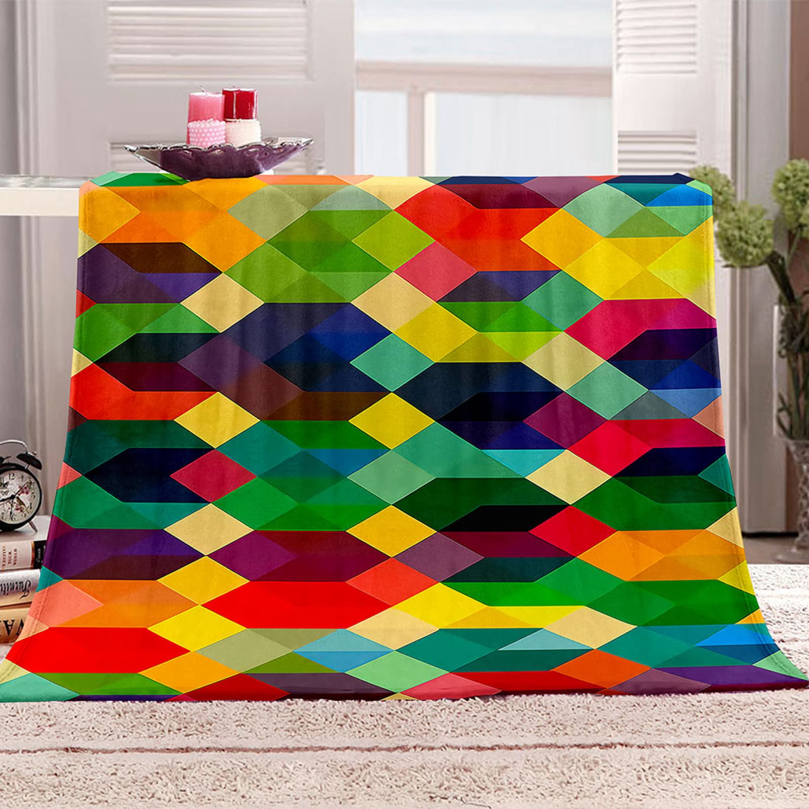 Couverture flanelle imprimés géométriques 3D une idée cadeau originale