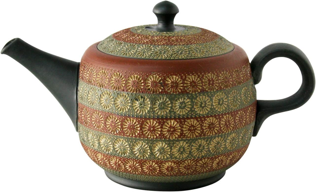 Yamaki Ikai Black Mud Round Nota Uchinami Flower Back Hand Tea Pour [Parallel Import]