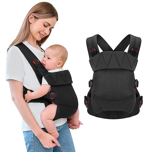 Miniatura 1 de Portabebés de malla transpirable, diseño ergonómico, portabebés con soporte para la cabeza y correa ajustable para recién nacidos a niños pequeños,