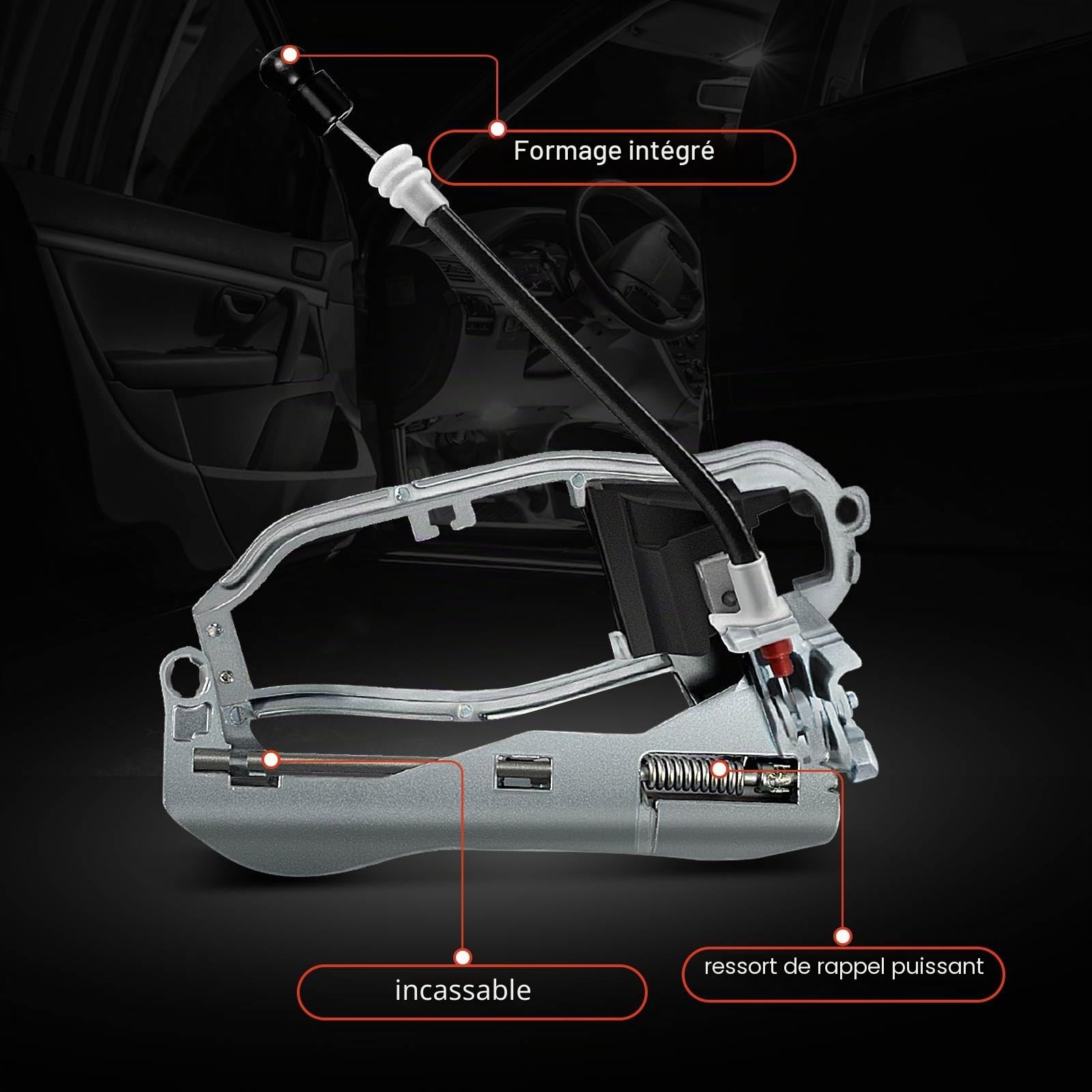 Frankberg Support de poignée de porte de voiture Arrière Gauche Compatible avec X5 E53 3.0d 3.0i 4.4i 4.8is 4.6is 2000-2006 SUV Remplacer# 51228243635