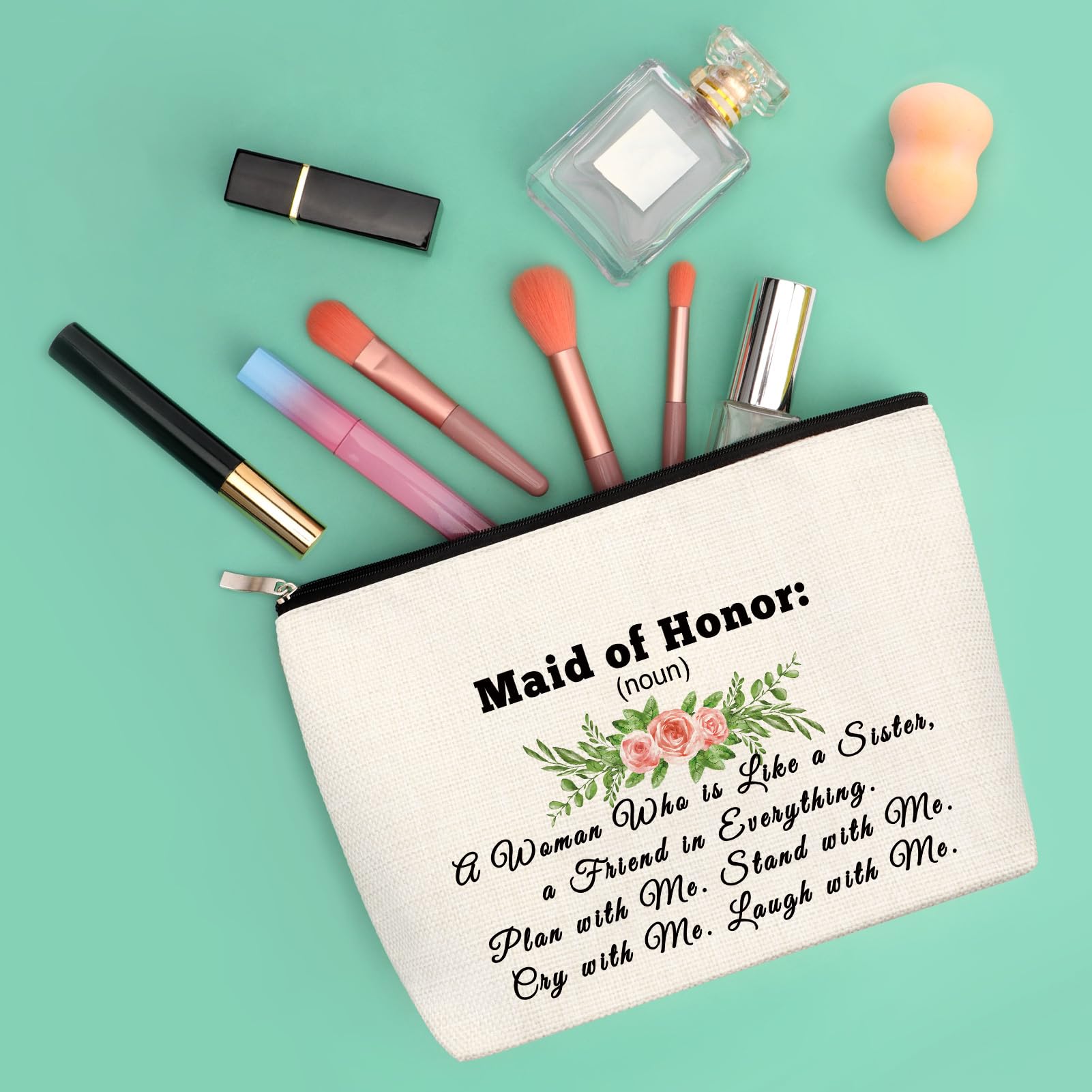 Thank You Gift for Bridesmaid Matron of Honor Gifts Makeup Bag Wedding Gift for Maid of Honor Proposal Gift for Bridesmaid Funny Cosmetic Bag Bridesmaid Appreciation Gift Bride Shower Gift for Girl - Image 3