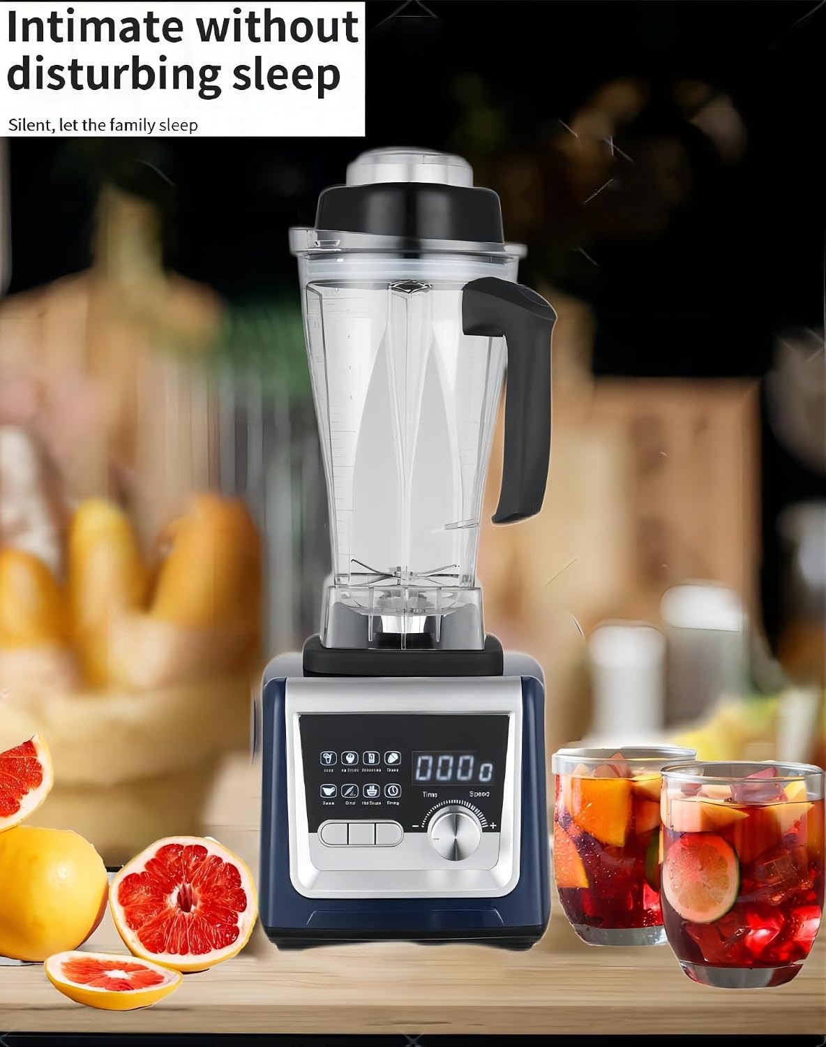 Professional High Power Blender with Heating Function, 1200W Automatic Wall Breaking Blender for Smoothies and Soups, 8-Speed Digital Control, 1.75L Glass Jar, Stainless Steel Blades