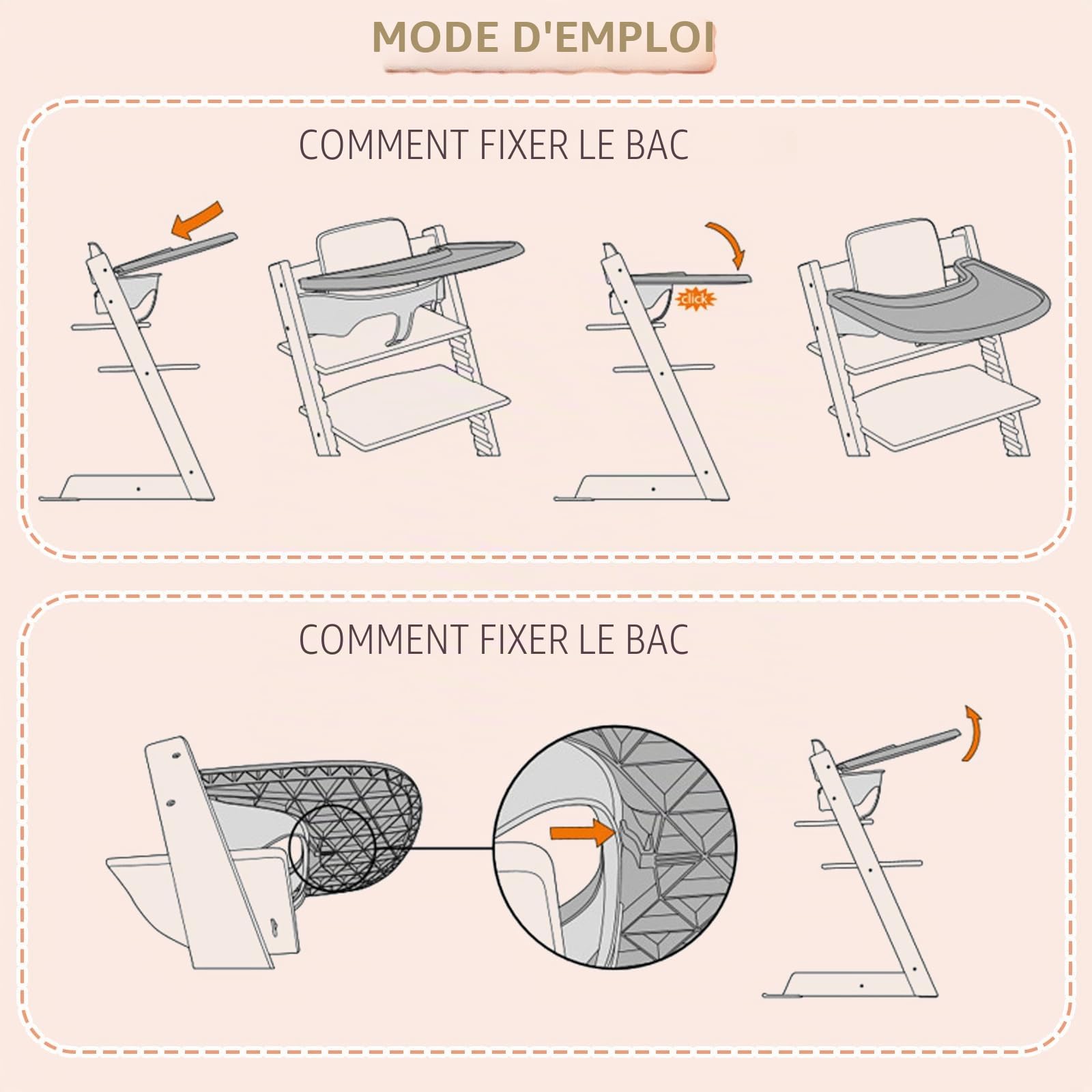 Plateau pour chaise haute Stokke Tripp Trapp - 100 % sans BPA | Surface lisse et forte aspiration, facile à monter, accessoire de chaise haute pour bébé de 6 à 36 mois, blanc
