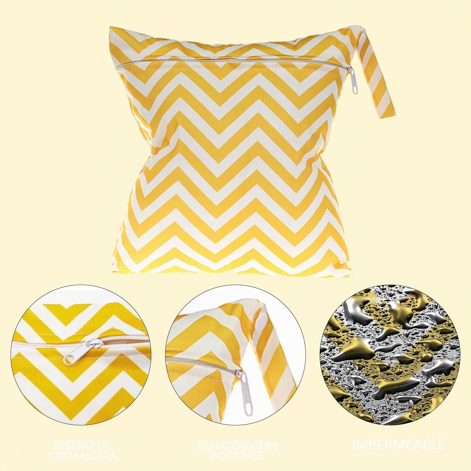 FUIPVGI 2 Piezas Bolsa para Ropa Mojada y Almacenamiento, 28×30 cm, para Pañales, Cosméticos, Tampones y Ropa Sucia (Gris + Amarillo)