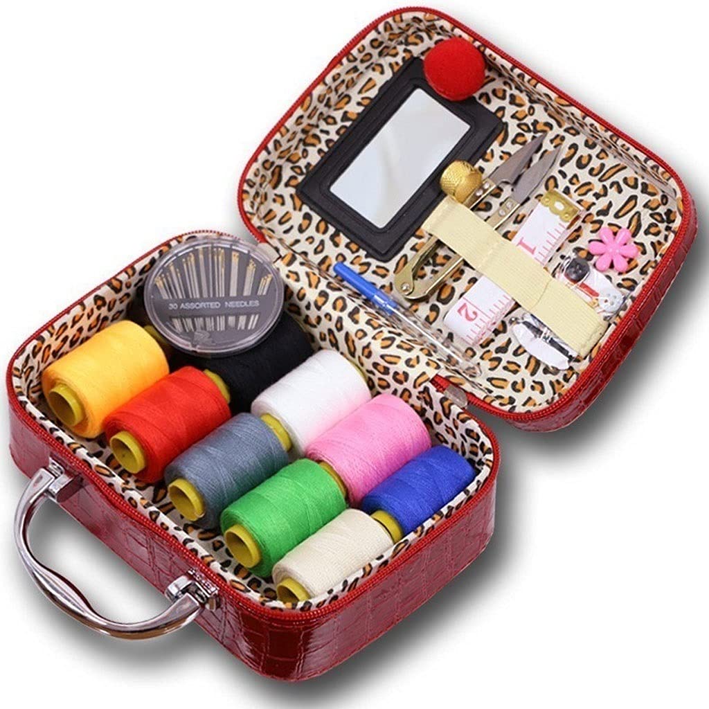 ASDFGH Nadeldrahtbox für den Haushalt, Hochzeit, Retro, tragbar, manuell, Nadelbox für Zuhause, Hand, Mehrfarbig, optional (Farbe: Rot, Größe: Mcode) (Rot Mcode)