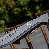 Vista 2 de Jungle Master–Machete with Reverse Serrations–Black Stainless Steel Blade w/ Reverse Serrations,Full Tang,Cord Wrapped Handle,Nylon