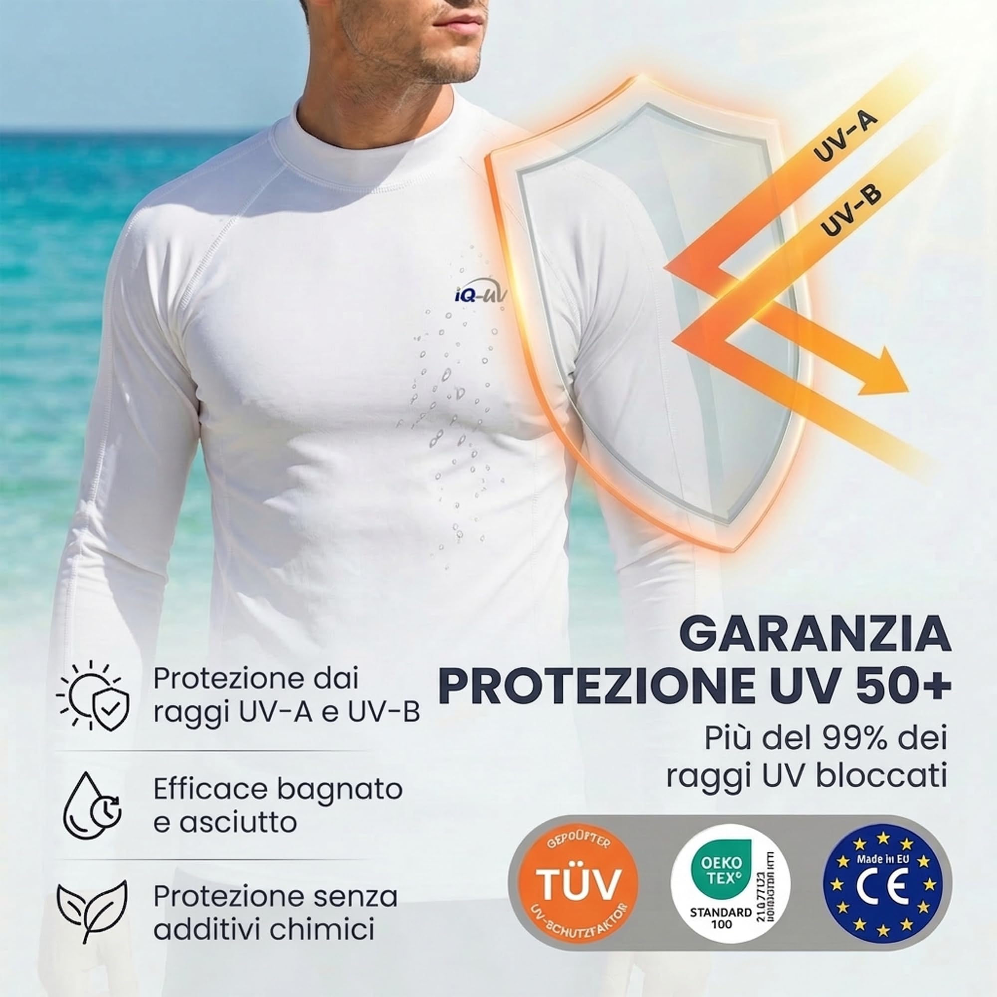 IQ Products IQ UV 300 Shirt Loose Fit Maniche Lunghe, Protezione da Raggi UV Abbigliamento