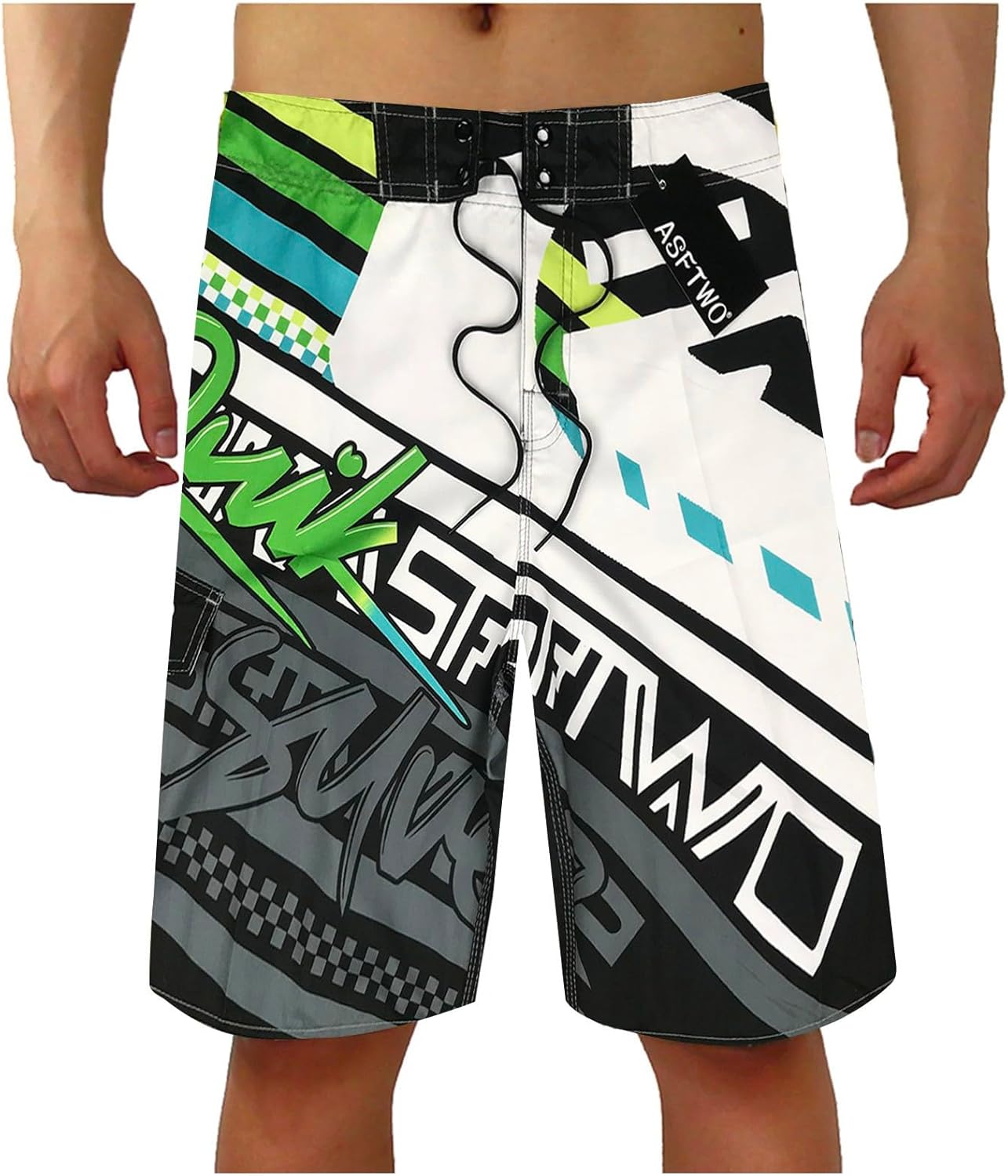 Short De Plage Natation Homme - Blanc - Maillot De Bain - Coupe Droite