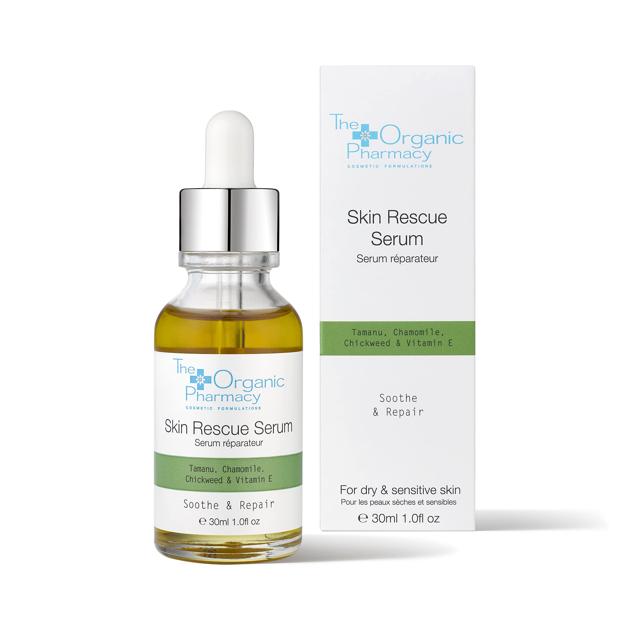 The Organic PharmacySkin Rescue Serum To Soothe, Heal, Hydrate And Reduce Scarring With Oils Of Tamanu, Chickweed, Chamomile and Rose 30ml