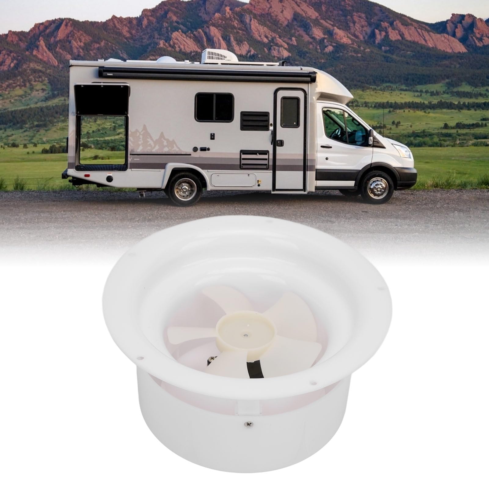 Ejoyous Ventilateur de Toit à énergie Solaire, Ventilateur de Grenier Solaire en ABS de 6,8 Pouces de Diamètre, sans Batterie, pour Camping-car, Bateau, Camping-car, Hangar, Remorque, Circulation de