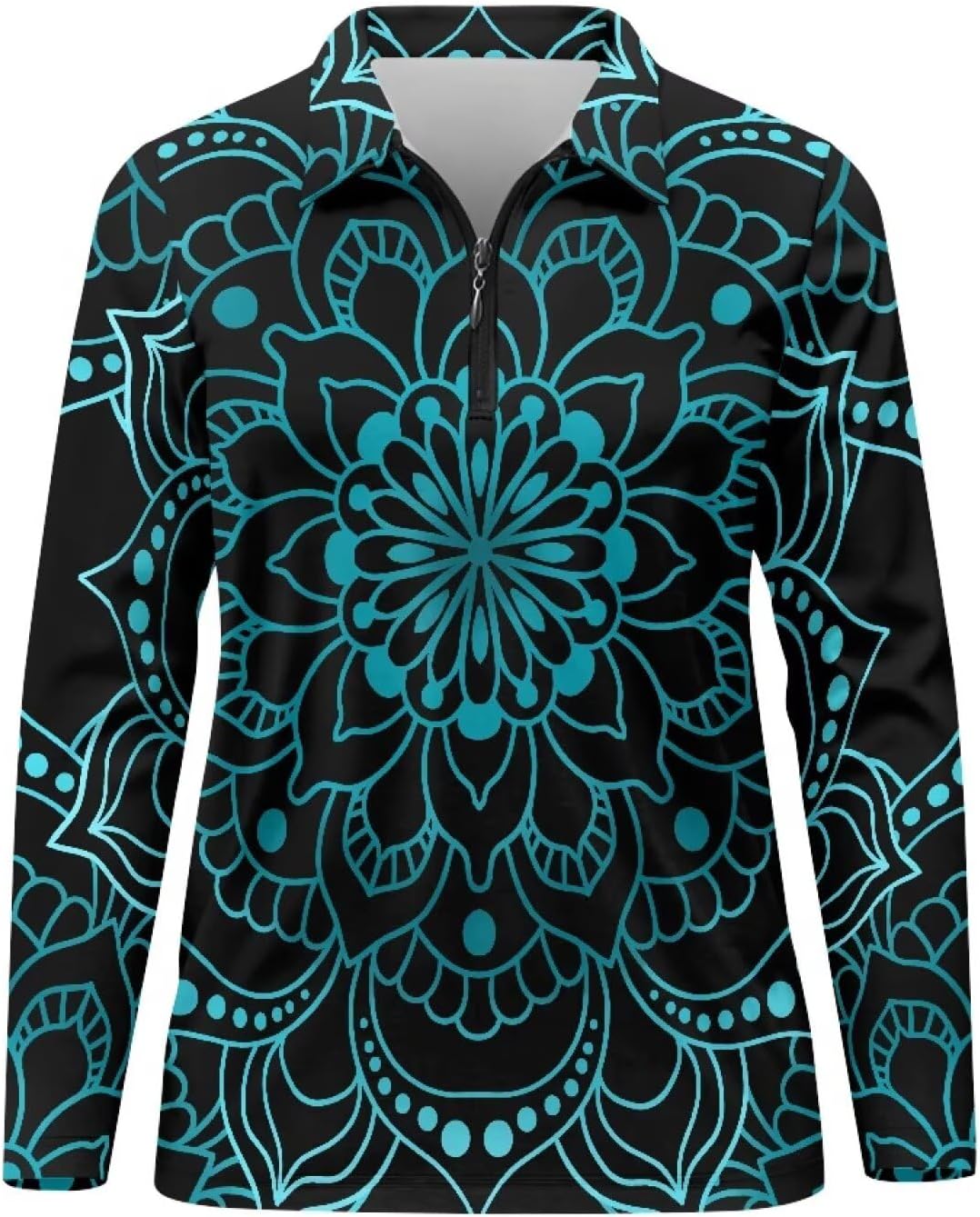 POLERO Women's Long Sleeve Golf Shirts Printed Long Sleeve Zip Up Shirt Athletic Casual Golf Tops