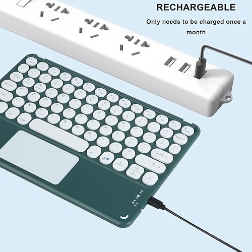 Miniatura 7 de Teclado inalámbrico con panel táctil, teclado Bluetooth recargable ultrafino mini con trackpad, teclas redondas para iPad proiPadiOSMac
