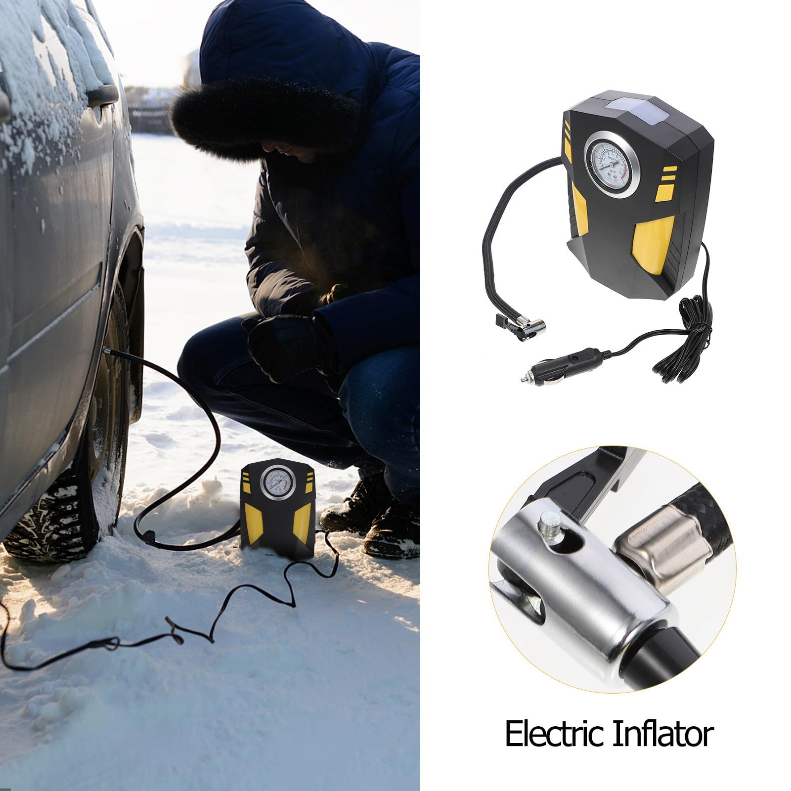 SEWACC Compresor de Aire para Automóvil 12v 120w Manómetro Analógico