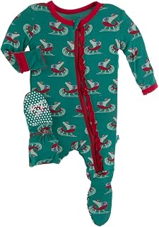 KicKee Pants Print Muffin Ruffle Footie with Zipper, Soft Sleepwear, One-Piece Girl Clothes Price In India