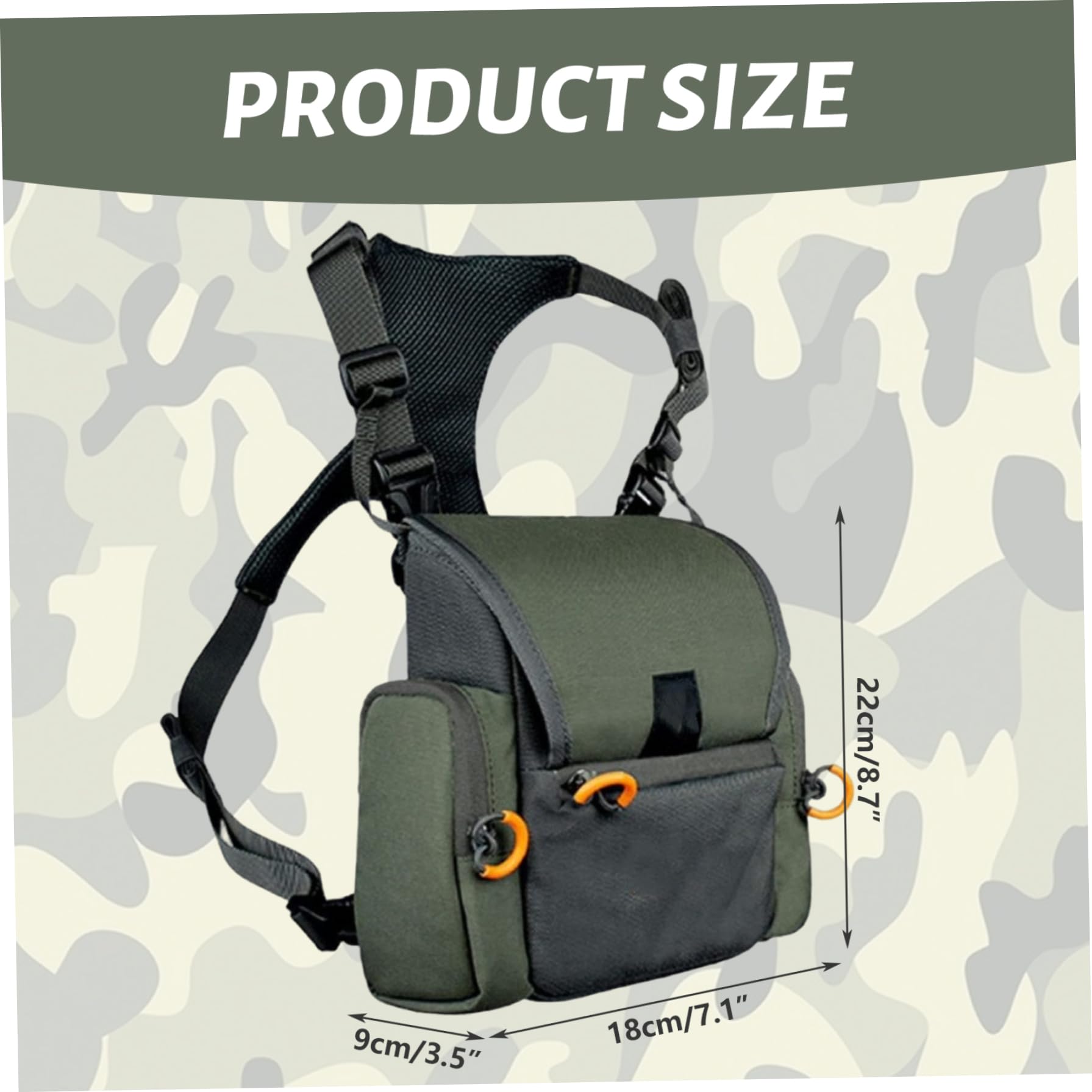 Brusttasche für die Jagd | Fernglas-Geschirr, atmungsaktiv, verstellbar, Jagd-Brusttasche mit Mehreren Taschen, wasserdicht, für Männer und Frauen, Armeegrün