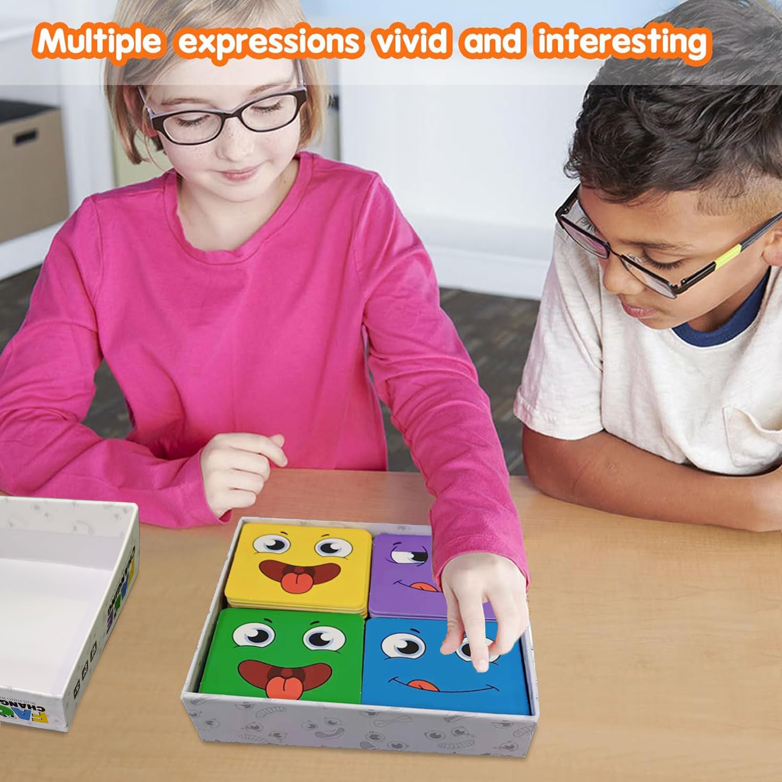 Blocs de construction à changement de visage Cube, jeu de société, Puzzle en bois, Expression Montessori, blocs en bois pour enfants, jeu de Table de combat  26