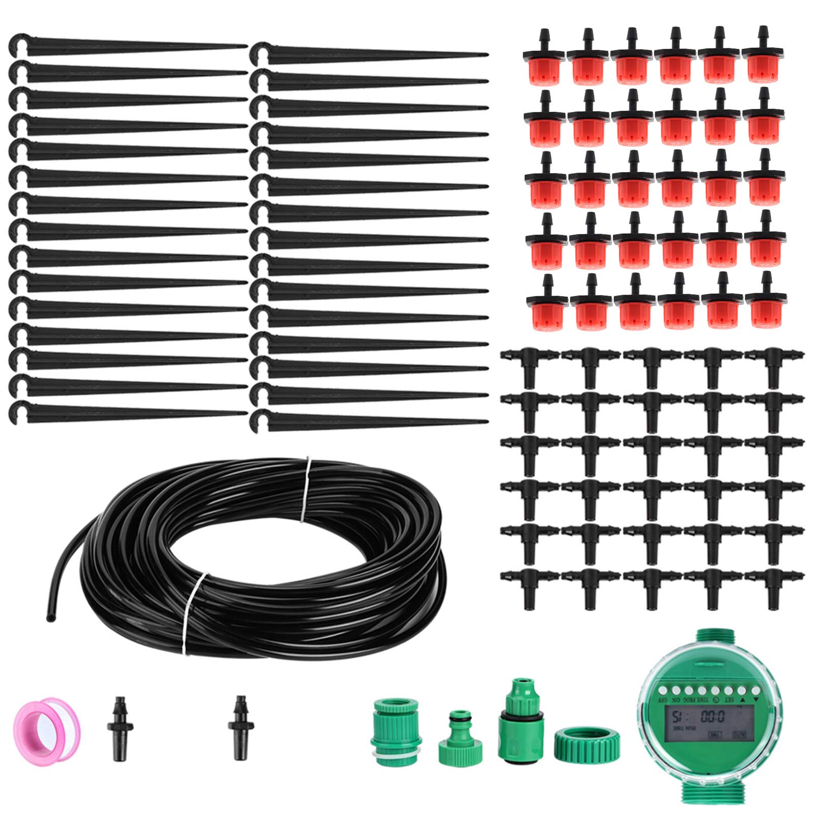 Tyenaza DIY-Bewässerungsschlauch-Set, Automatisches Tropfbewässerungssystem – Bewässerungs-Timer-Controller Für Garten, Gewächshaus, Blumenbeet