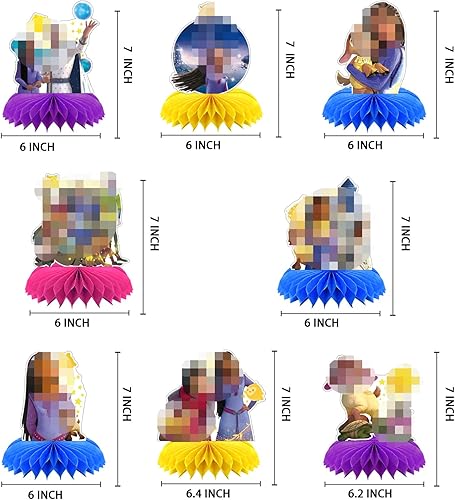 Miniatura 2 de 8 piezas de centros de mesa de película de deseos de dibujos animados, decoración de fiesta de cumpleaños con temática de deseos de princesa,