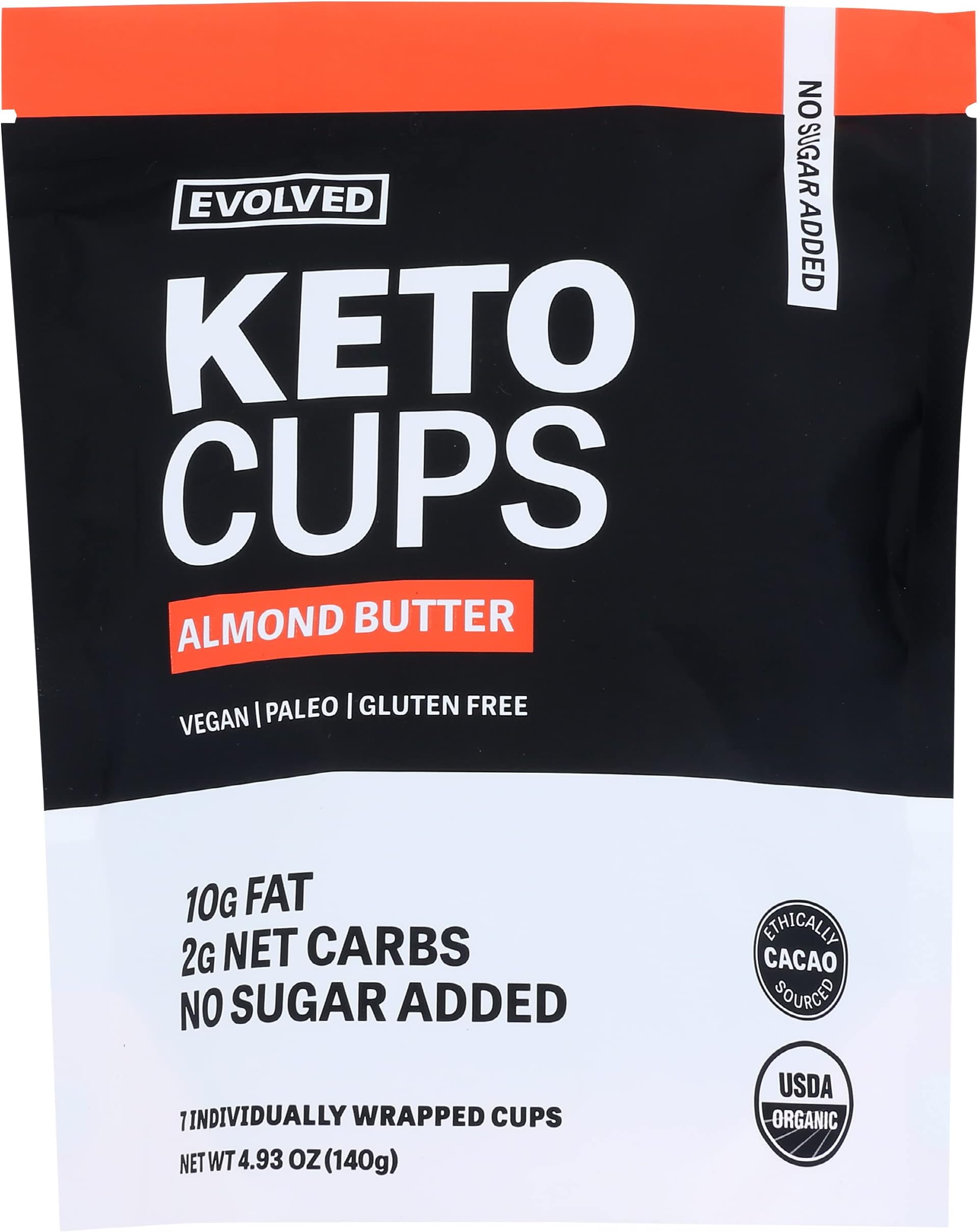 Evolved Almond Butter Keto Cups Chocolate, No Added Sugar, Gluten Free, 4.93 Ounce (Pack of 6)
