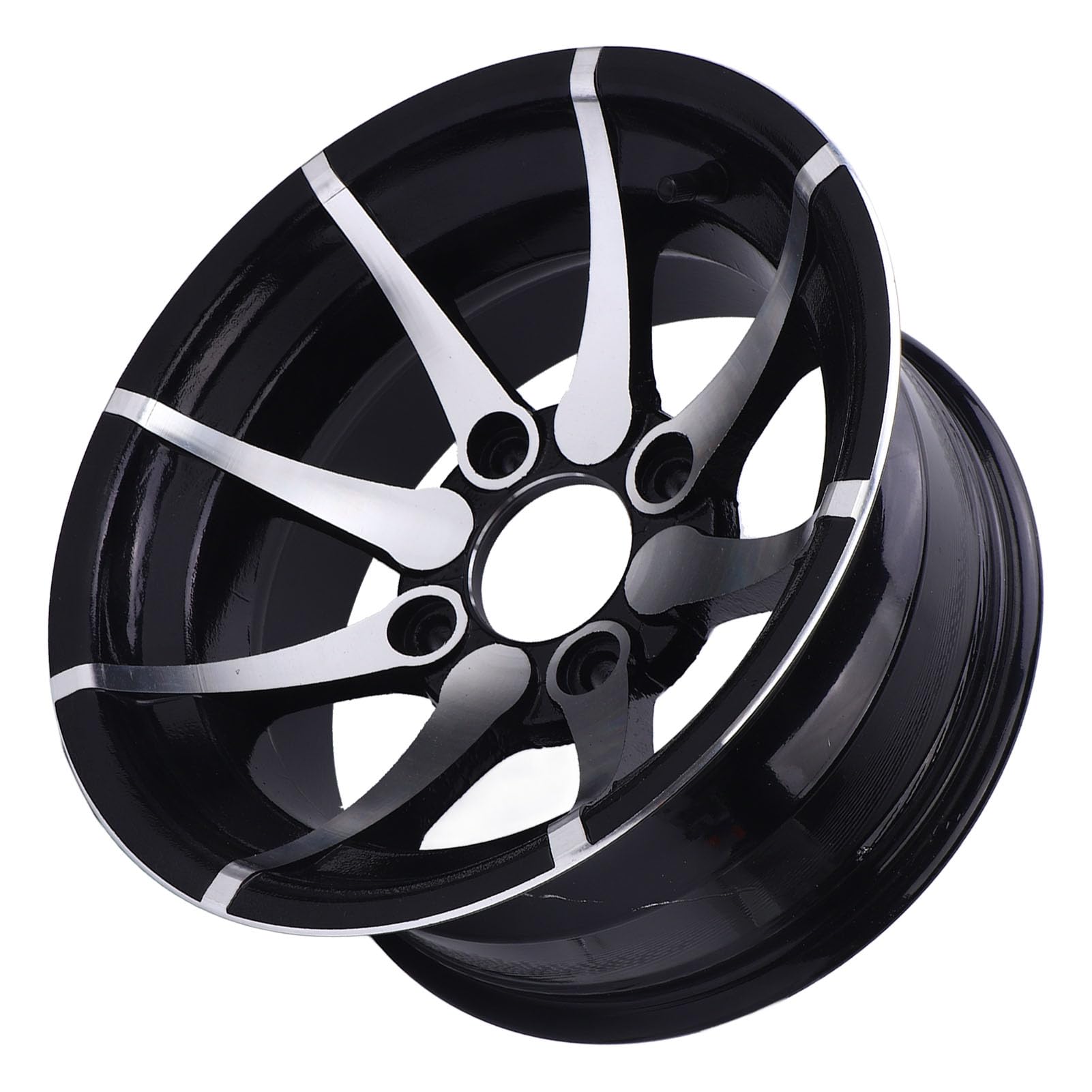 Asixxsix 12-calowe Koło ATV Obręcz ATV ze Stopu Aluminium, Czarna | Łatwa Instalacja, Elegancka Metalowa Tekstura, dla Większości Czterokołowych Wózków Kartingowych ATV, Wózków Golfowych
