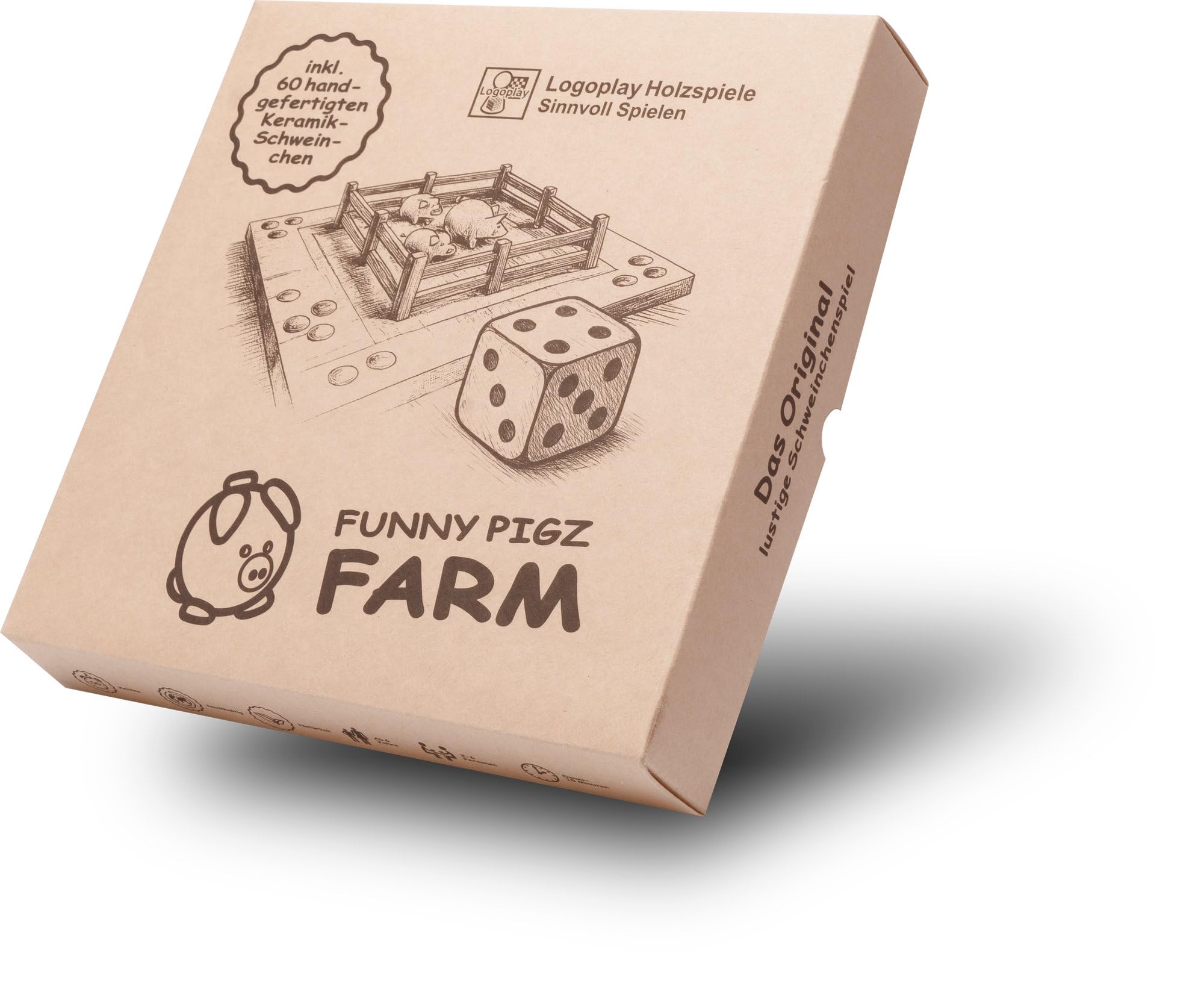 LOGOPLAY Oryginalna Funny Pig Farm – zabawna gra zręcznościowa z otwartym stajnią i ogrodzeniem | gra lądowa dla dzieci i rodziny | gra reakcyjna od 6 lat
