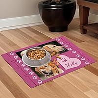 Vista 5 de Alfombrillas personalizadas de piel sintética para comida y agua, antideslizante e impermeable para nombre/foto, tapete personalizado