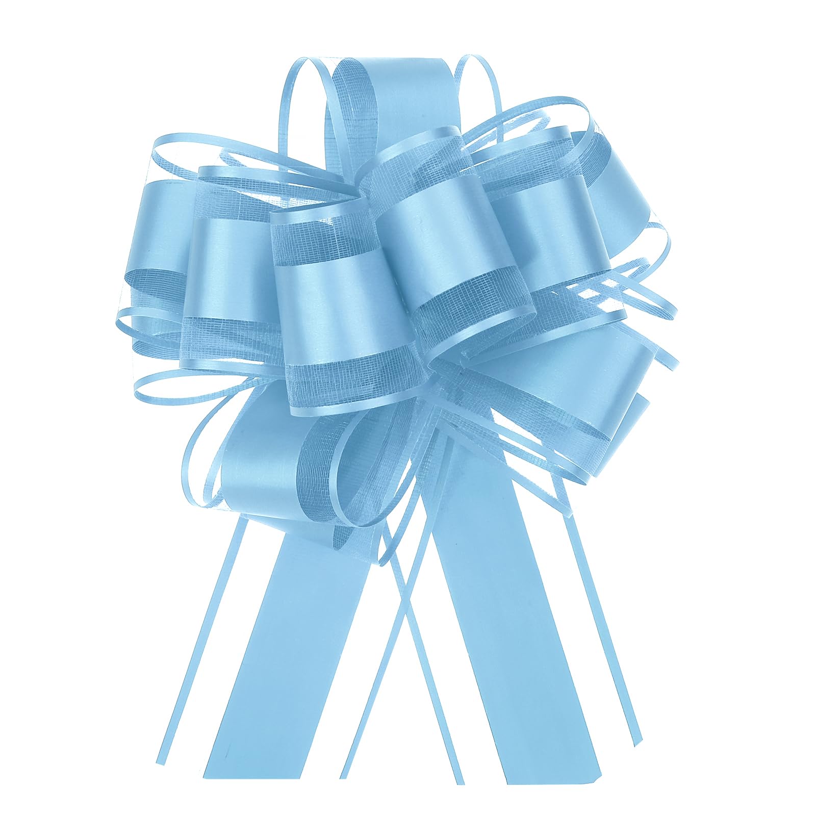 Uxcell 5 Pcs 8 Inch Large Big Pull Bow Organza Gift Wrapping Bows Ribbon for Wedding Car Baskets Presents Christmas Bow, Light Blue โ image 1