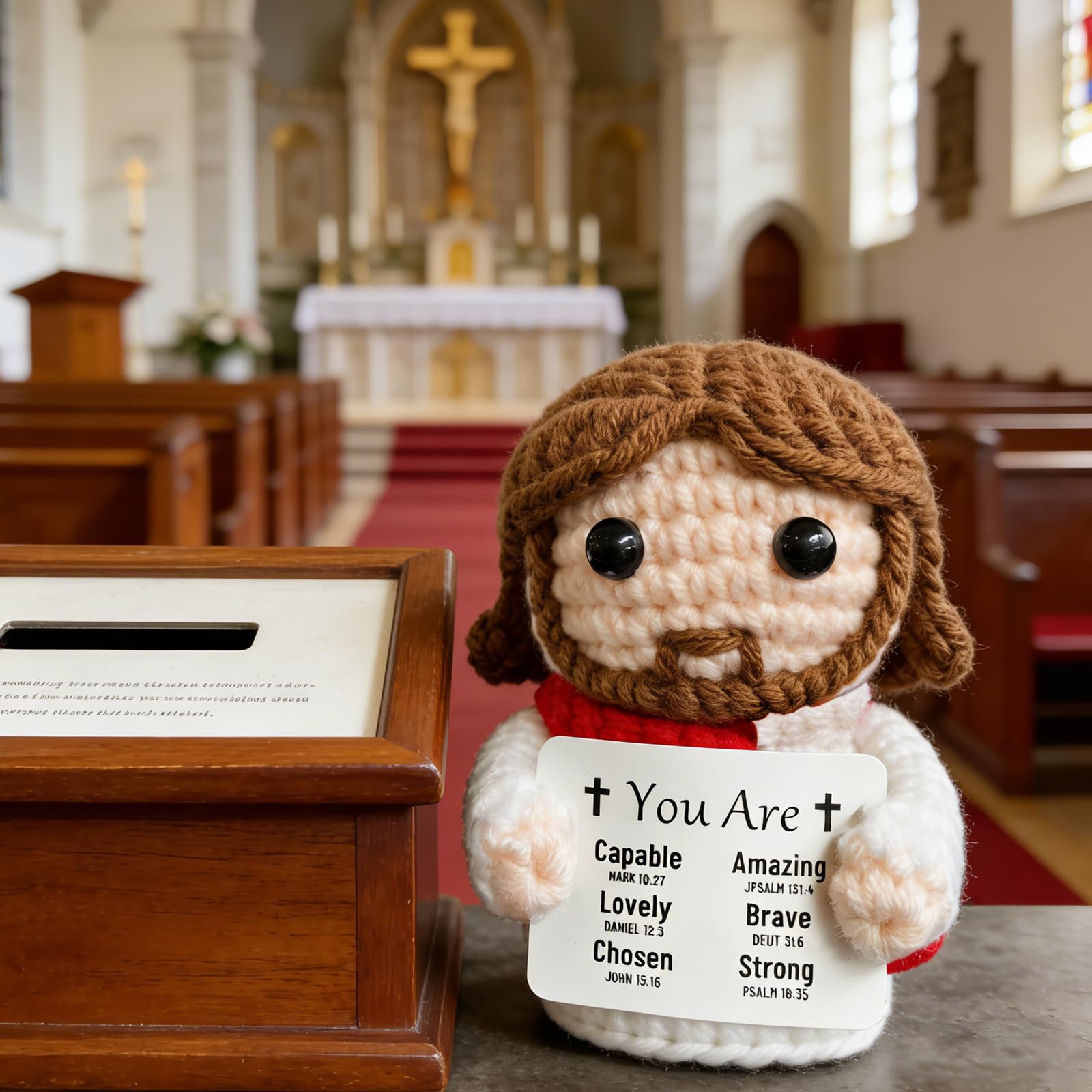 Positive Crochet Jesus, Emotional Support Christian Gifts for Women Teens, Religious Gifts for Women Men, Stocking Stuffers for Women
