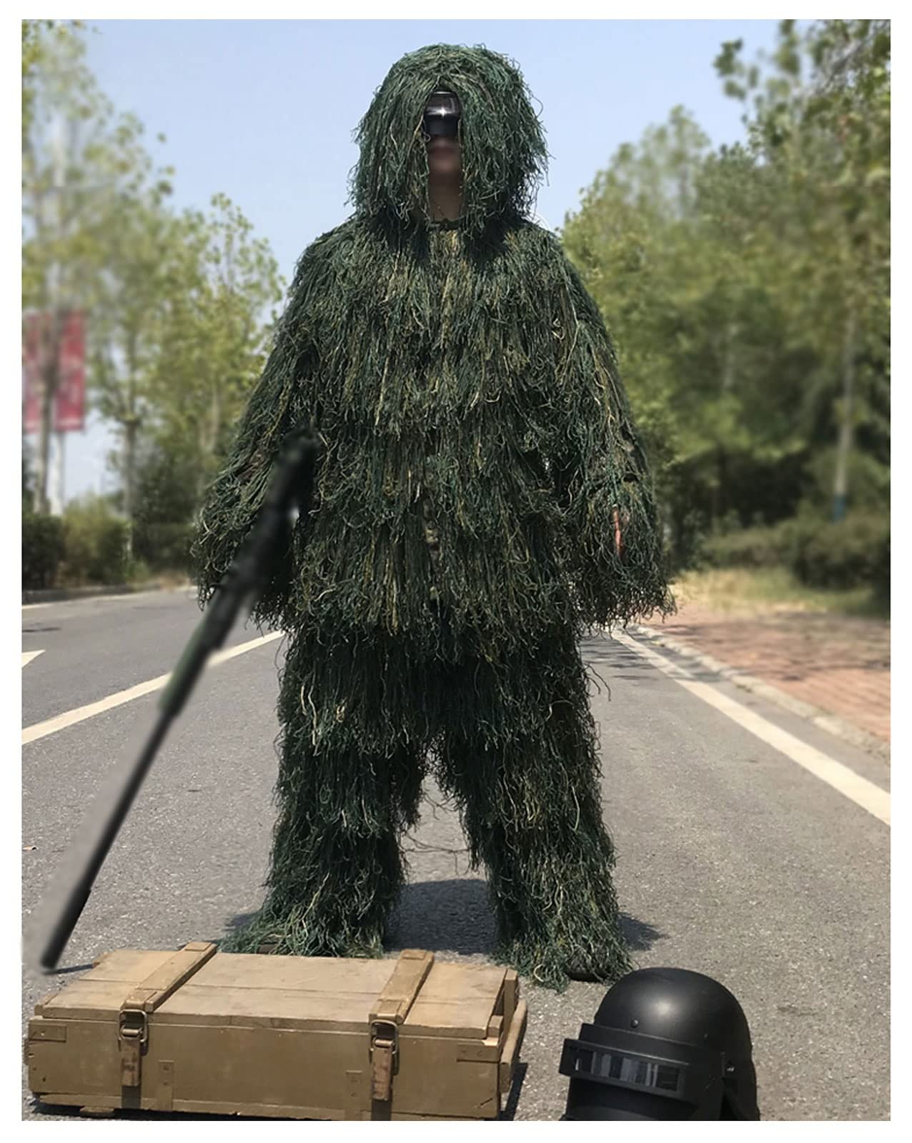 Tarnkleidung Kinder Jungen，Tarnanzüge Wald Woodland Paintball AusrüStung Set MäNner Tactical Poncho Jagt Jacken Jagd Hose Snipes Maske Outdoor MilitäR Anzug，Tarnanzug XXL GrößE S