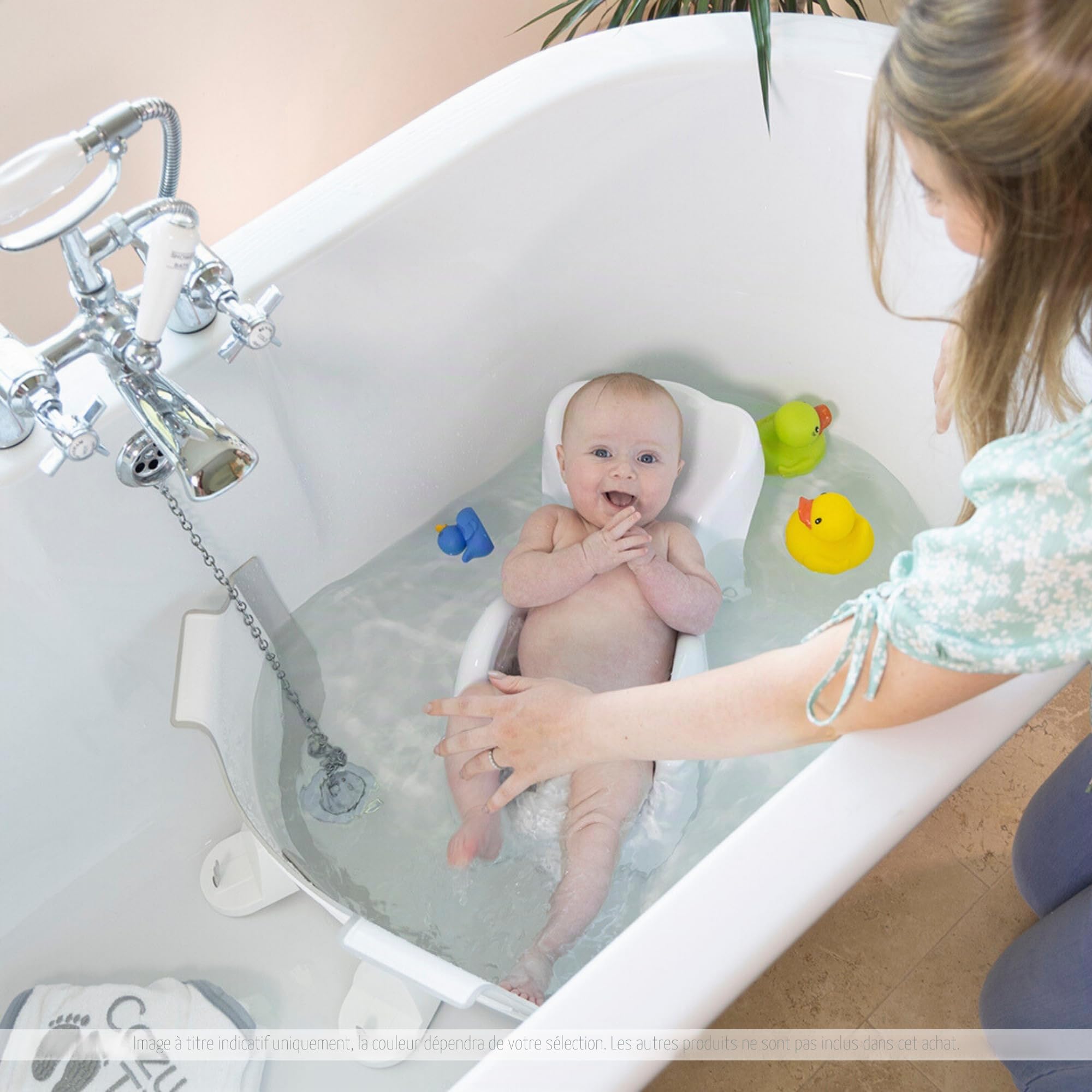 BABYDAM Réducteur de Baignoire Bébé Blanc Rose