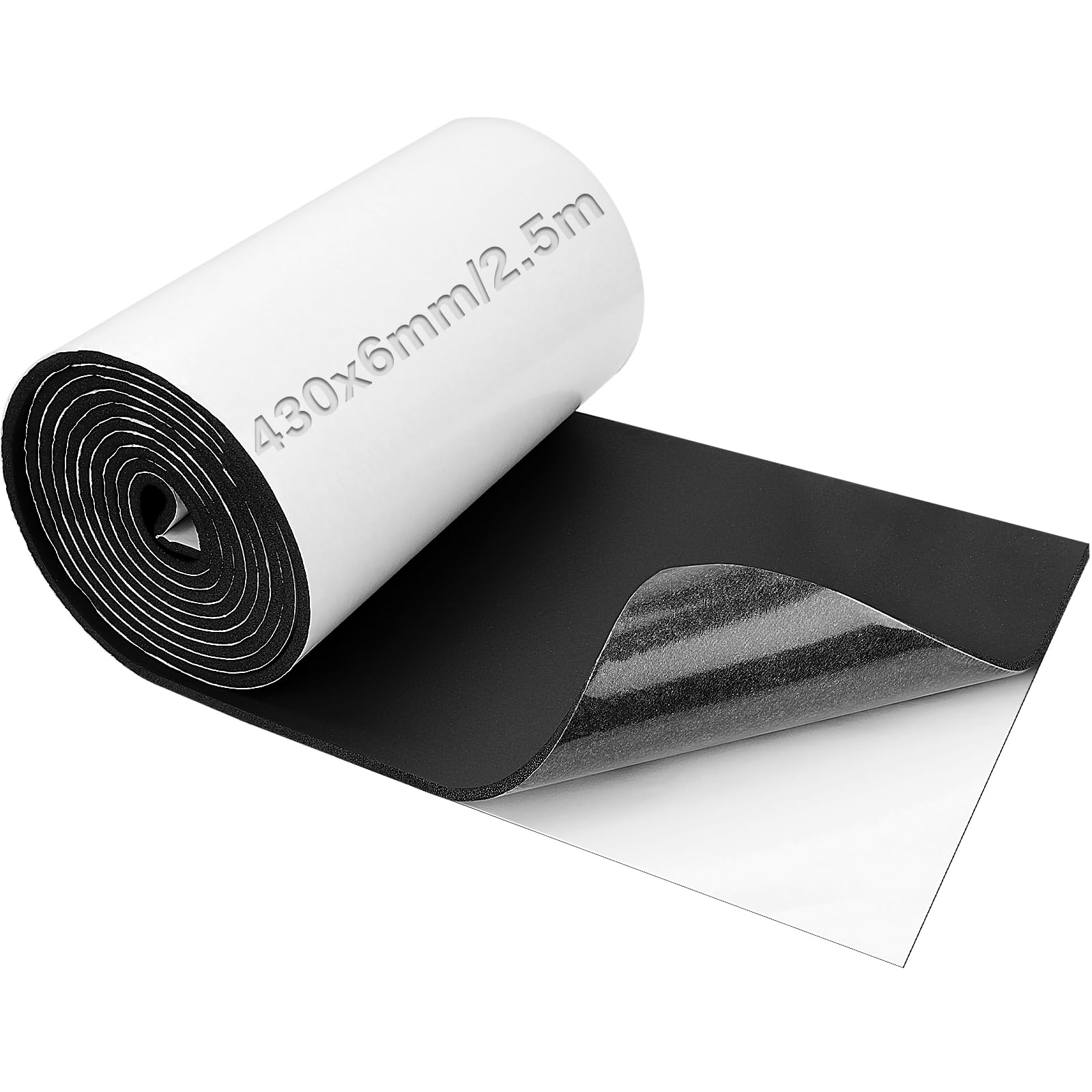 Mbsomnus Closed Cell Foam Roll 430 mmx6 mmx2.5 m Self Adhesive Foam Sheets Neoprene Sticky Back 6 mm Rubber Sheet Black for Furniture Pads Floor Protectors Gap Filling DIY Craft Project