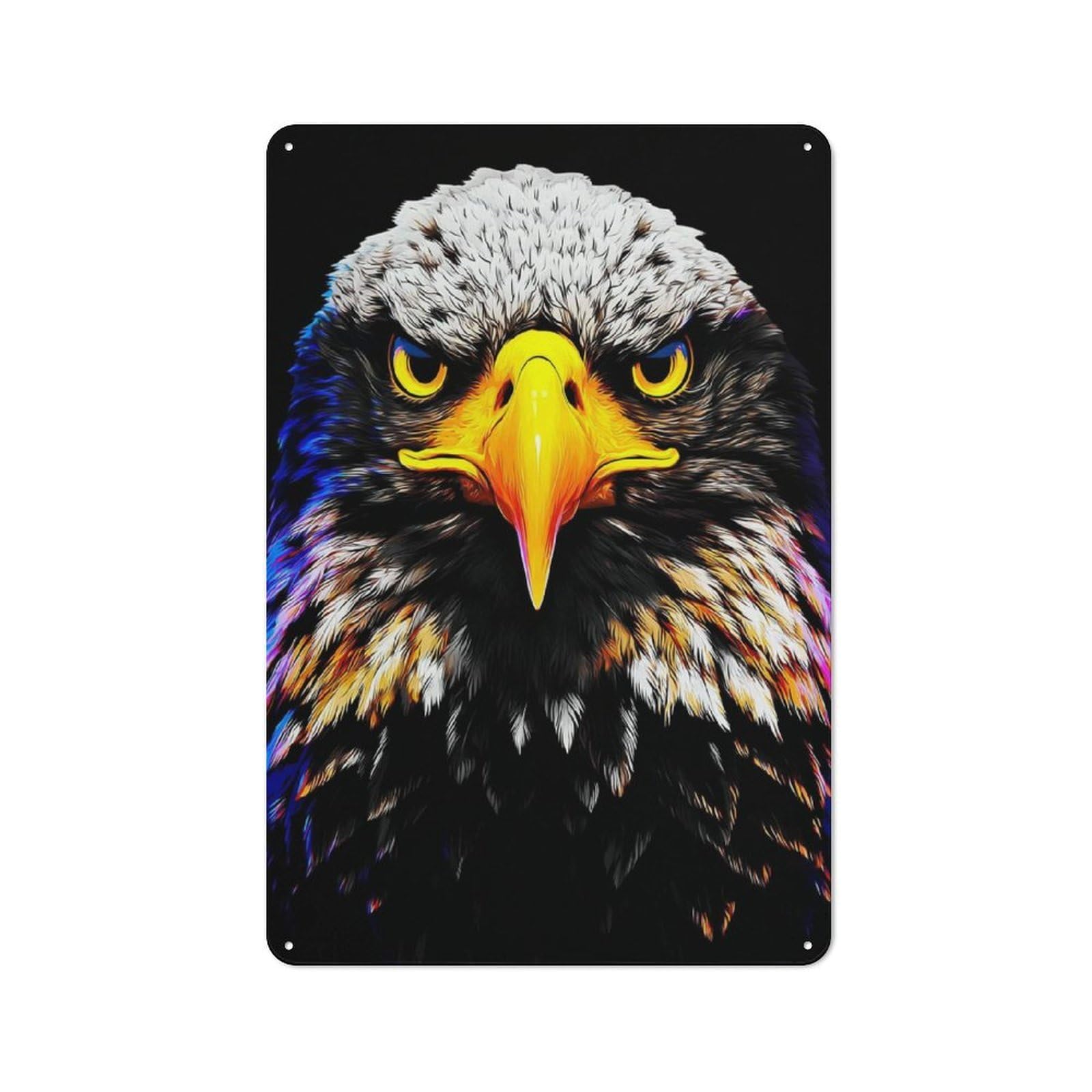 Junmoney Colorful Eagle Portrait -6 Metal Wall Sign 30X20cm Featuring For Garage Or Workshop, For Vintage Wall Decor Fans, For Metal Sign Collectors