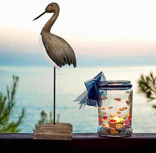 Miniatura 3 de Estatua de pájaro de madera, decoración náutica, escultura decorativa de pájaros marinos, figura de mesa de madera, decoración temática de playa