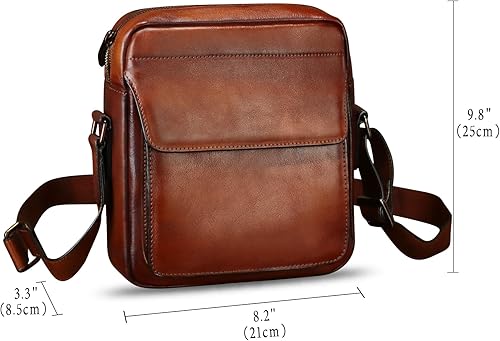 Miniatura 5 de IVTG Bolso de mensajero de cuero genuino para hombre, bolso de hombro cruzado, bolsa de mano de trabajo, bolsa de negocios