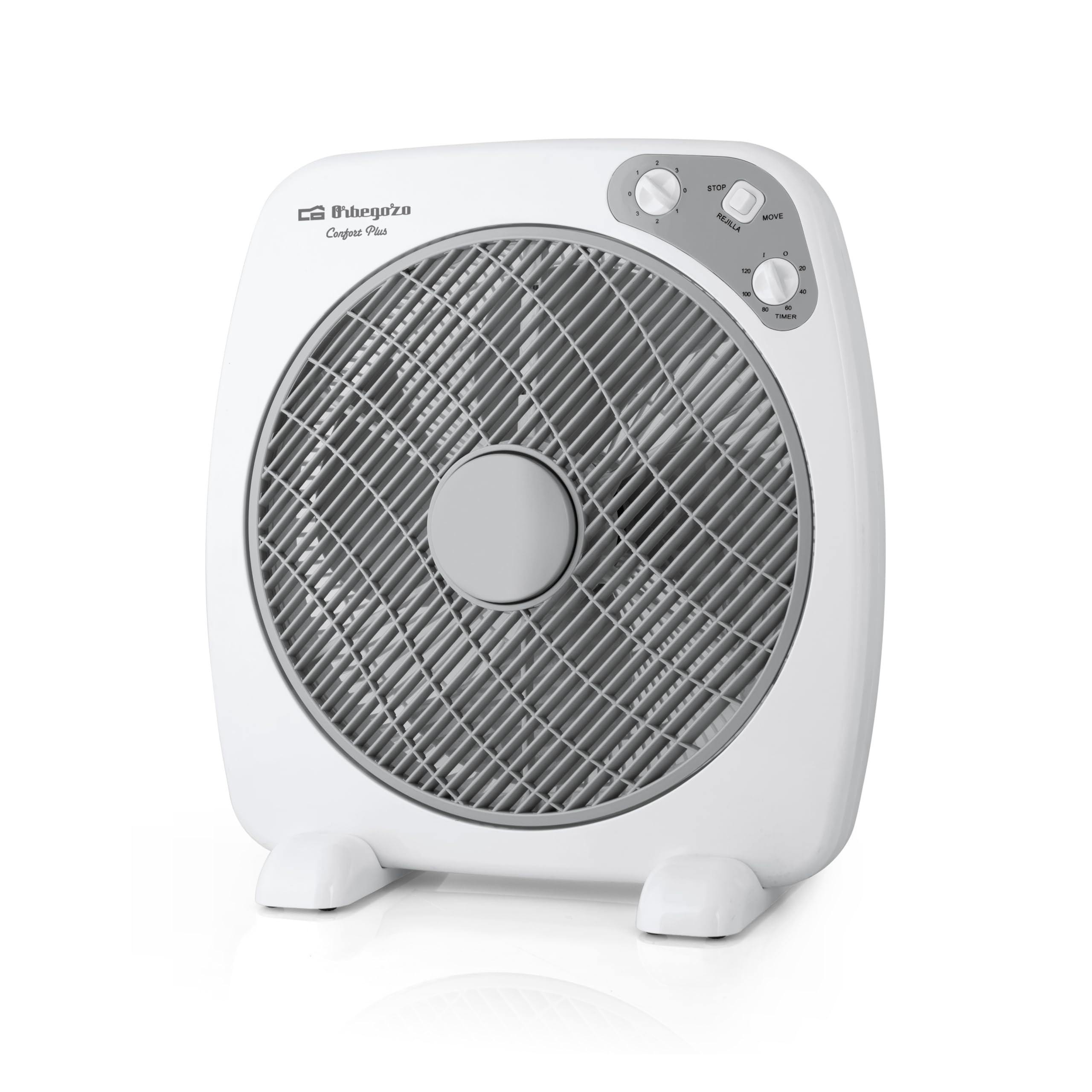 Orbegozo BF 0140 - Ventilator Box Fan mit 3 Geschwindigkeiten, Drehfunktion, Timer, Blattgröße von 40 cm, 60 W, Schwarz