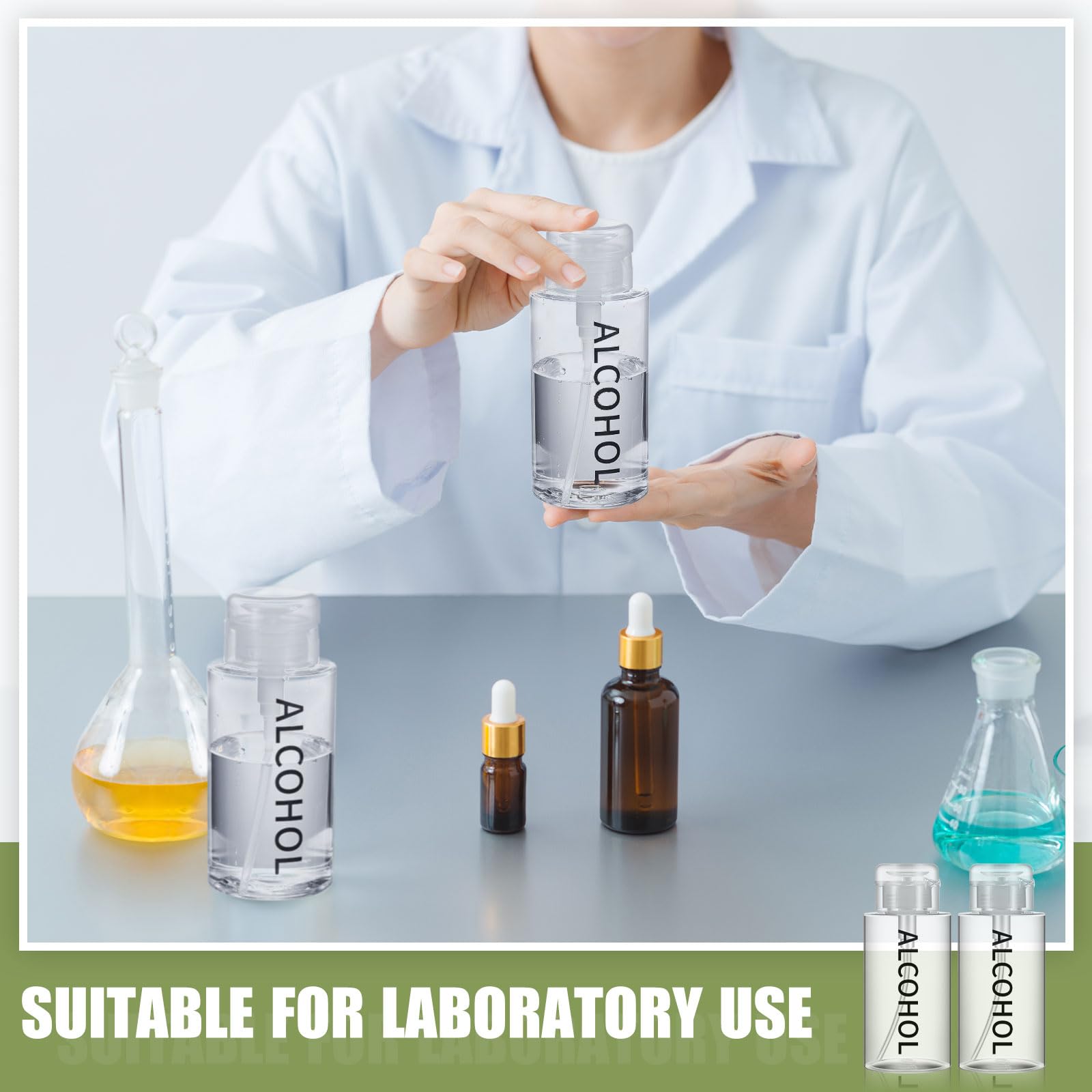 Layhit Dispensador de bomba de alcohol de 10 onzas, botella de bombeo vacía transparente, dispensador de líquido de empuje hacia abajo, contenedor cosmético recargable etiquetado (12 piezas)