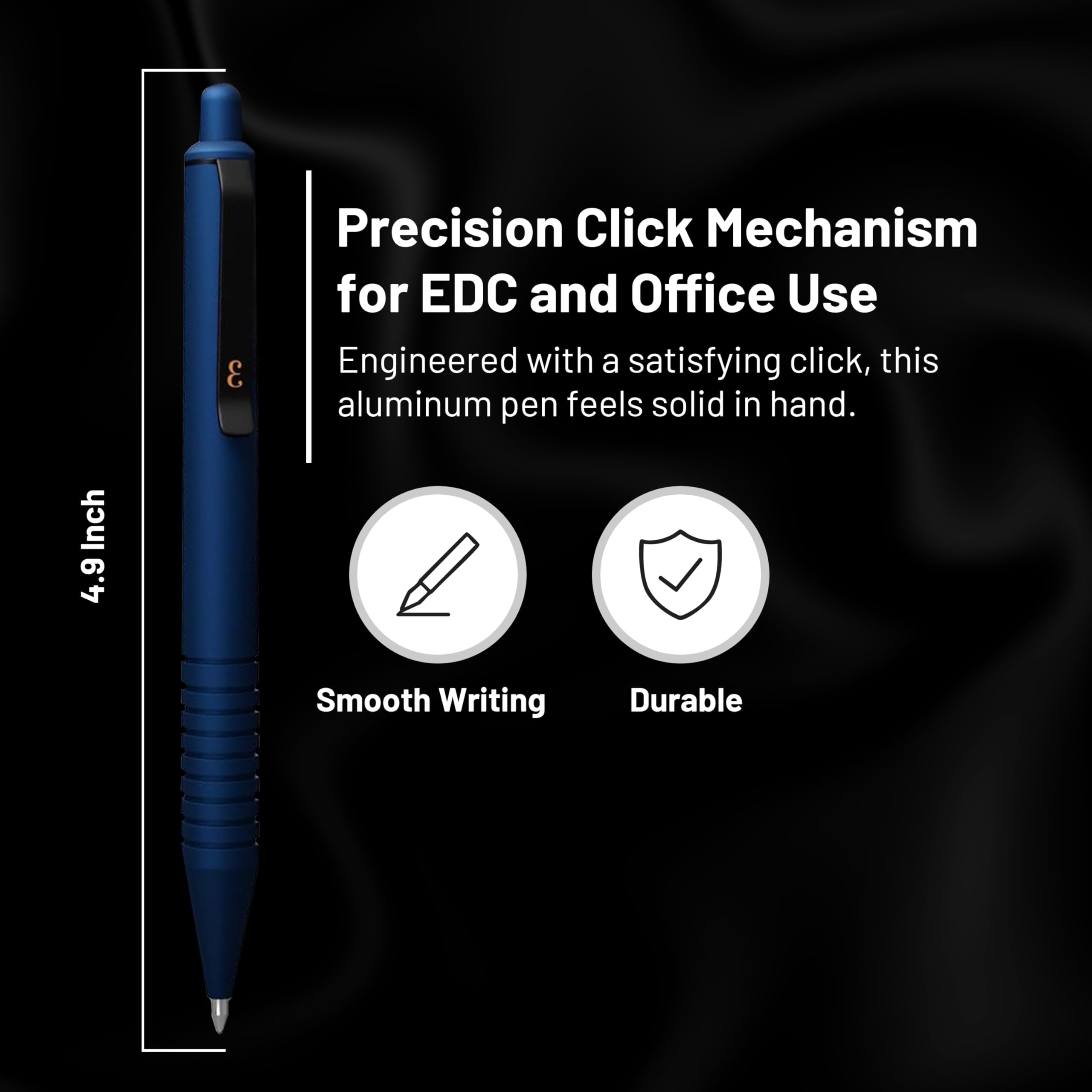 Everyman Midnight Super Matte Mini Click Pen Compact Refillable 0 7mm Gel Pen with Premium Grip Pocket-Size Metal — view 3