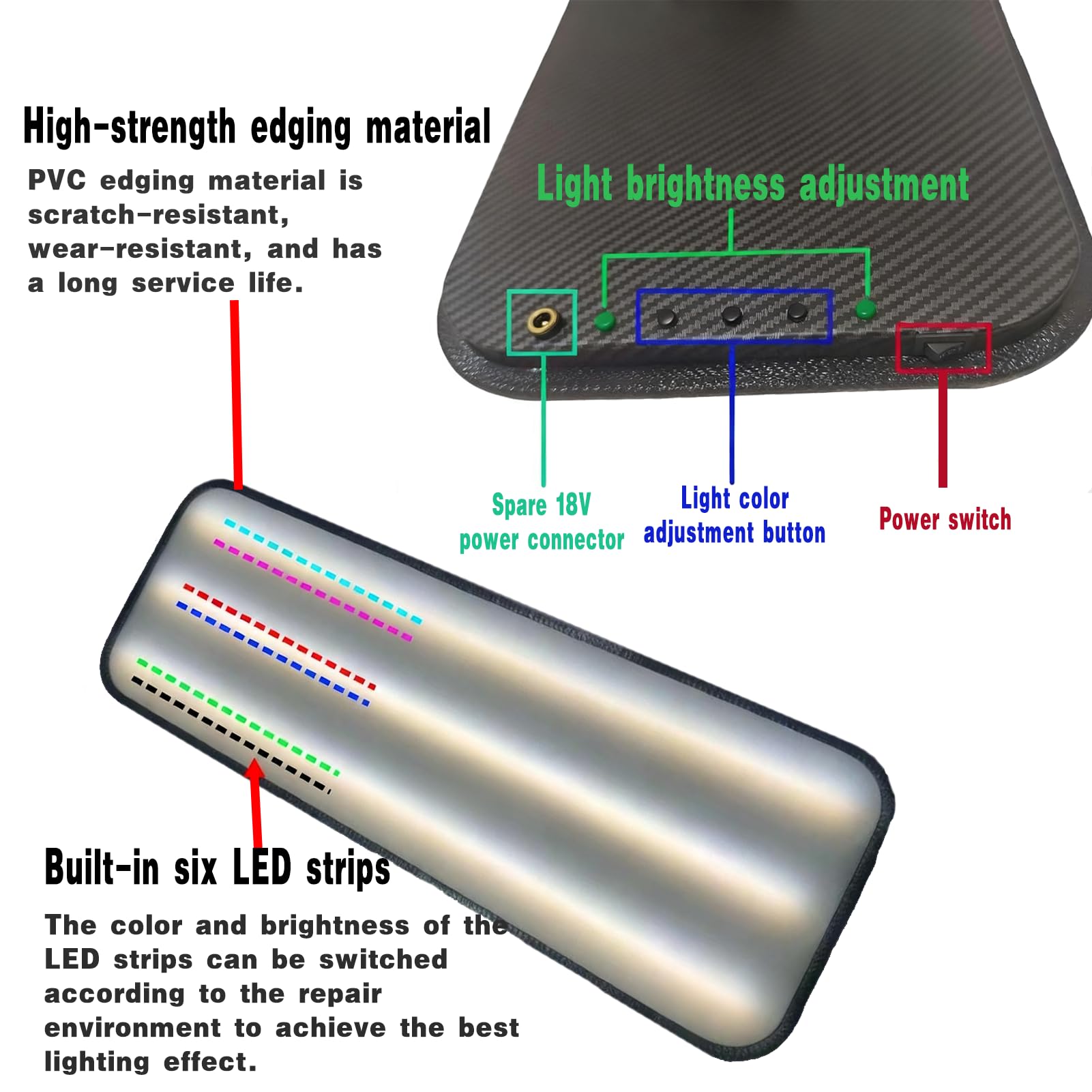 Lampada per Riparazione ammaccature Auto PDR 9 LED Line Board Strumento per Riparazione ammaccature Senza Vernice Lampada per Auto a LED con 2 batterie e Supporto Regolabile