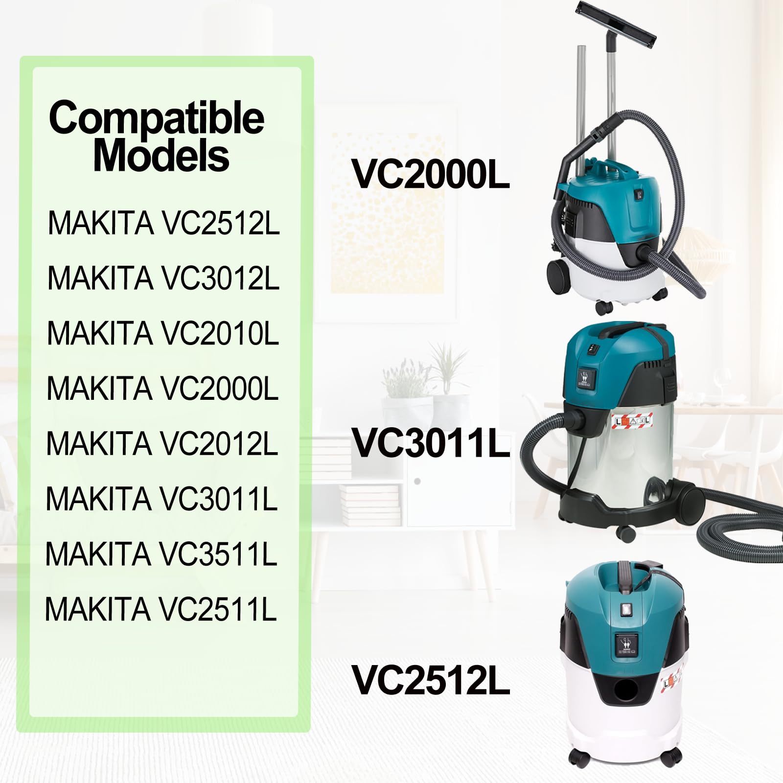 VACS 12 Sacchetti Per Aspirapolvere In Tessuto Non Tessuto Adatti Per MAKITA VC3511L (con 4 Filtri Motore)