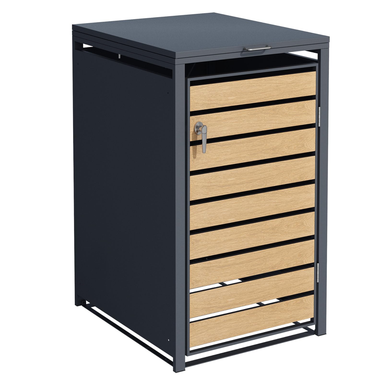 SCHARTEC® Mülltonnenbox anthrazit mit Holz-Design erweiterbar 240l Mülltonnenverkleidung Mülltonnen Sichtschutz Unterstand
