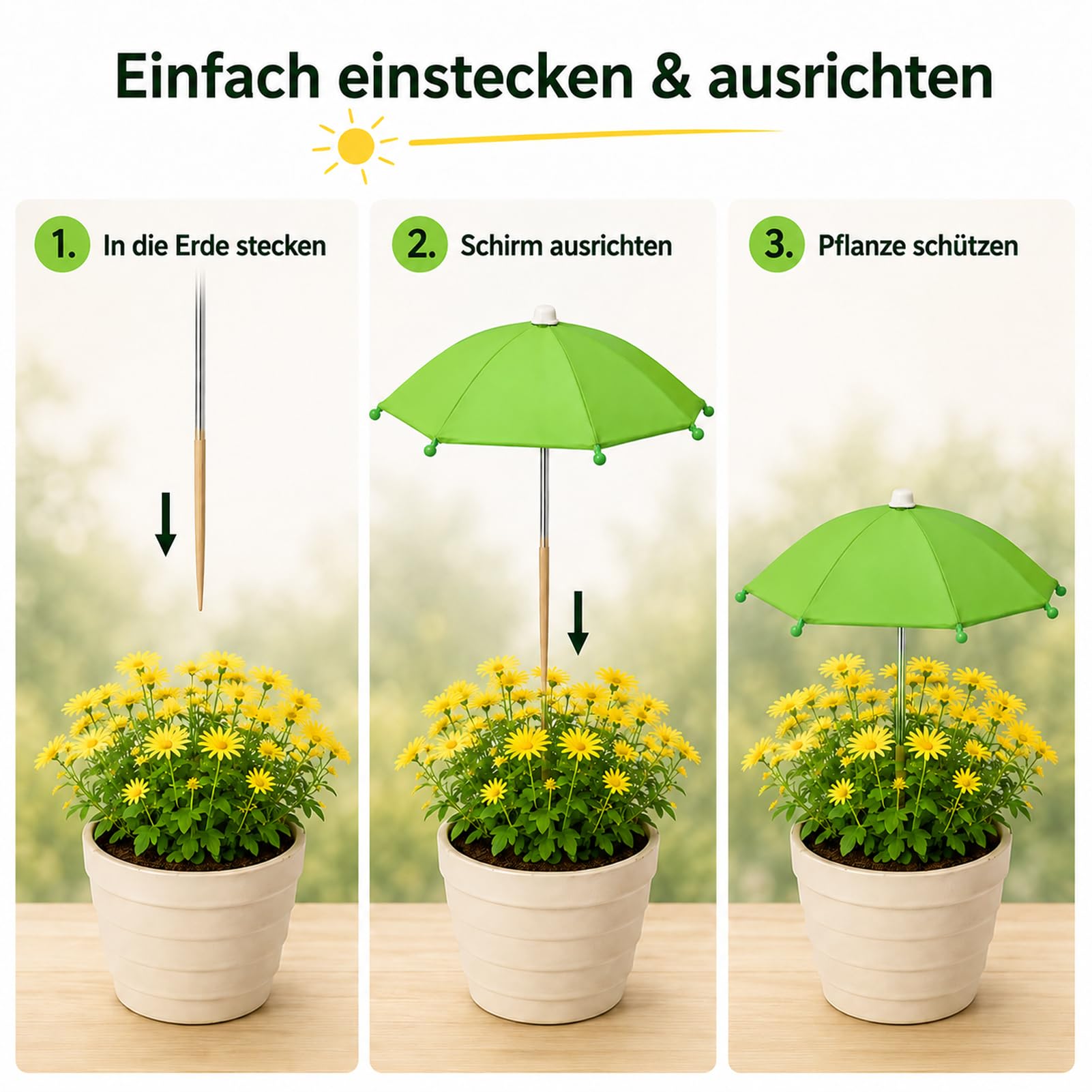Generisch Verstellbarer Pflanzenschirm, 5 Stück, Pflanzenschirm Mit Pfahl, Tragbar, Klein, Terrassenschirme, Stoff, Sonnen- Und Regenschutz Für Topfpflanzen, Gartenbeet, Blumen