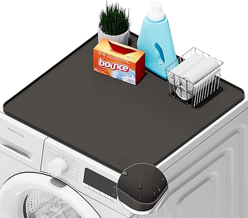 SEIRI 1 funda para lavadora y secadora para la parte superior, alfombrilla protectora de silicona de 26 x 26 pulgadas para secadora, antideslizante,