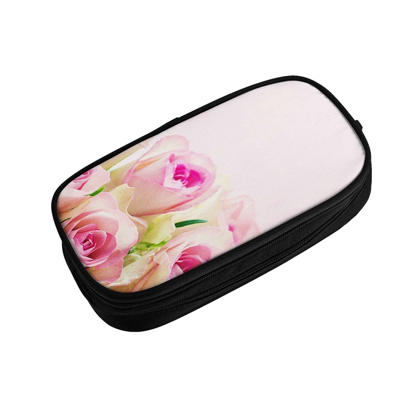 Astuccio per matite con stampa di rose rosse, grande astuccio