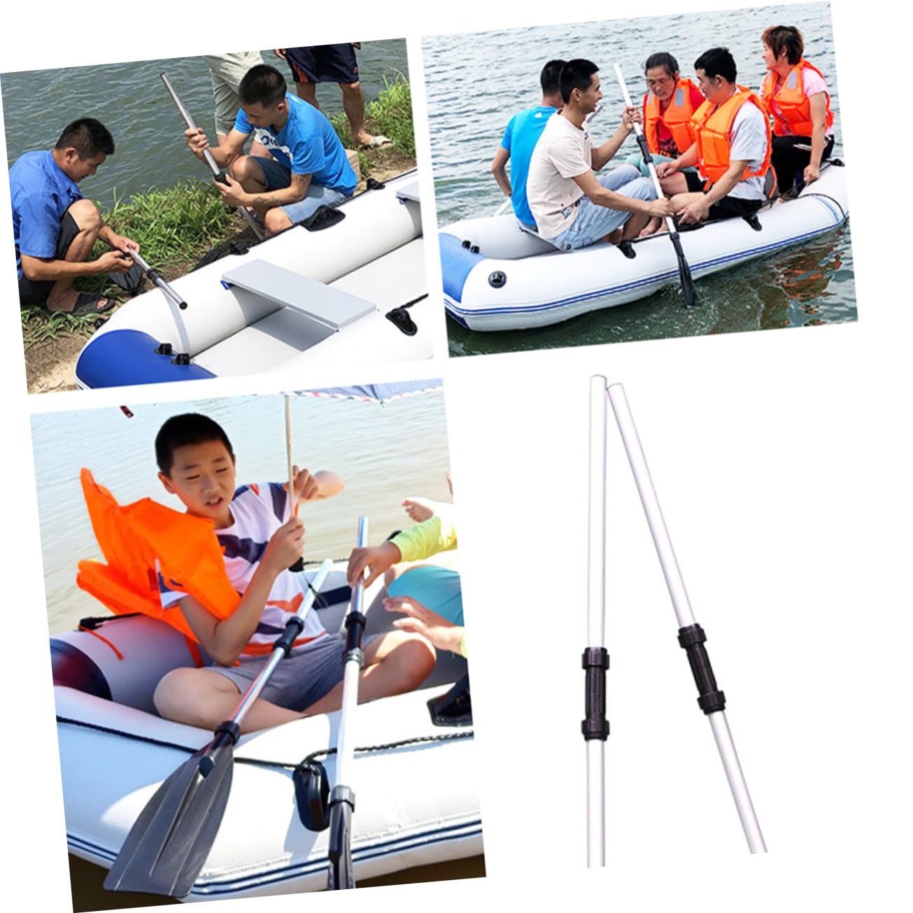 BCOATH Practical Detachable Kayak Paddle Oars Set 4 Pcs Aluminum Alloy Oars Fit for Most Kayaks and Wooden Boats