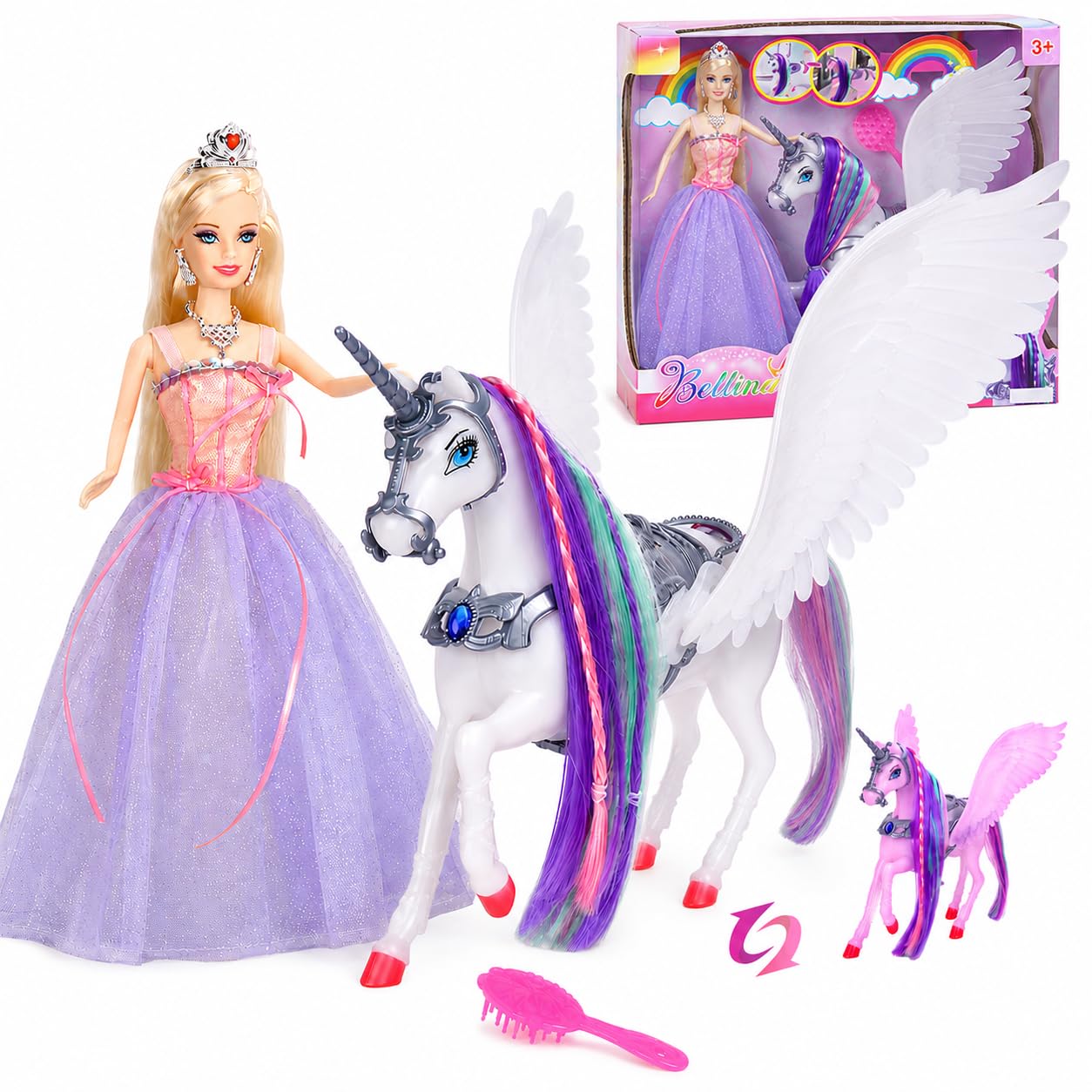 Color Changing Unicorn & Princess Doll, Color Change on Whole Unicorn Under Sunshine, 11.…