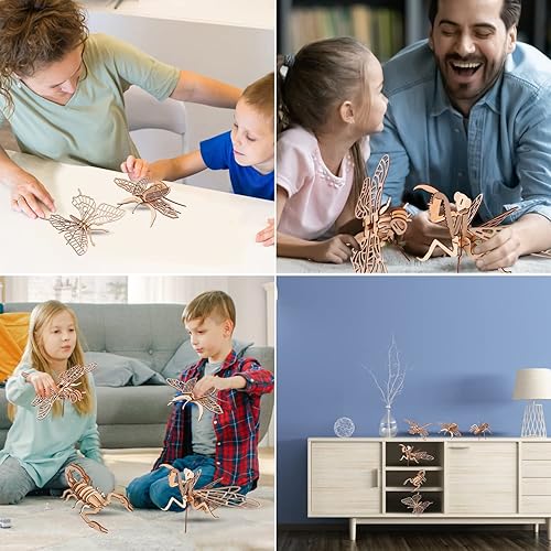 Vista 13 de calary Rompecabezas de madera 3D de simulación de dinosaurio, conjunto de juguetes para niños y adultos, juego de 6