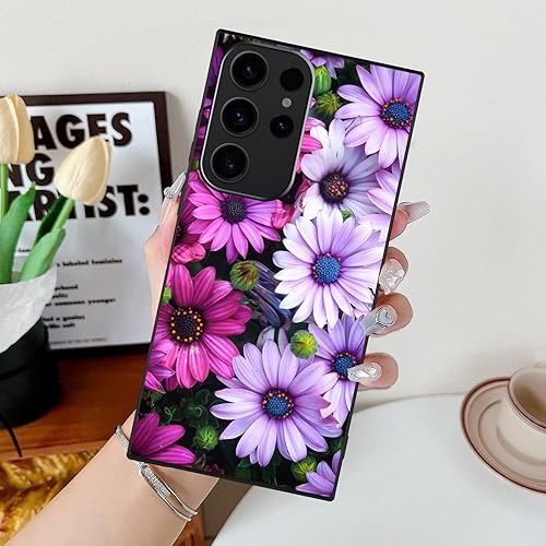 Miniatura 6 de Uiaoiais Funda para Galaxy S23 Ultra de 6.8 pulgadas, diseño de flores moradas en la naturaleza, para mujeres y niñas, elegante, delgada, a prueba